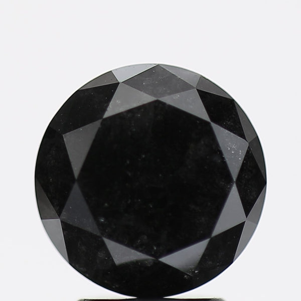 3.29 Carat Fancy Black Round Brilliant Diamond GIA