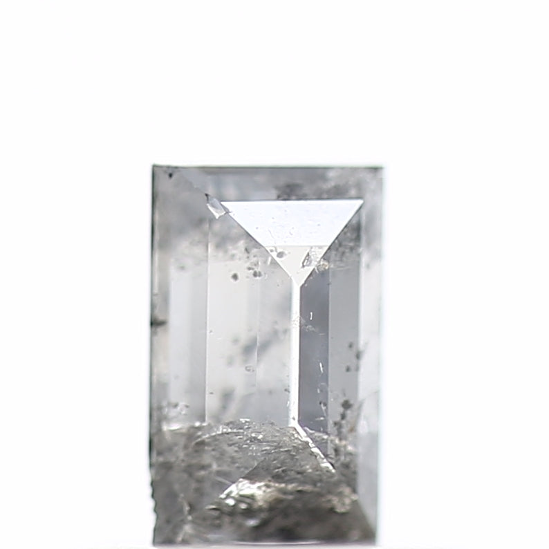 0.38 Carat Baguette Cut Salt & Pepper Diamond Gray Loose Diamond 5.25 MM