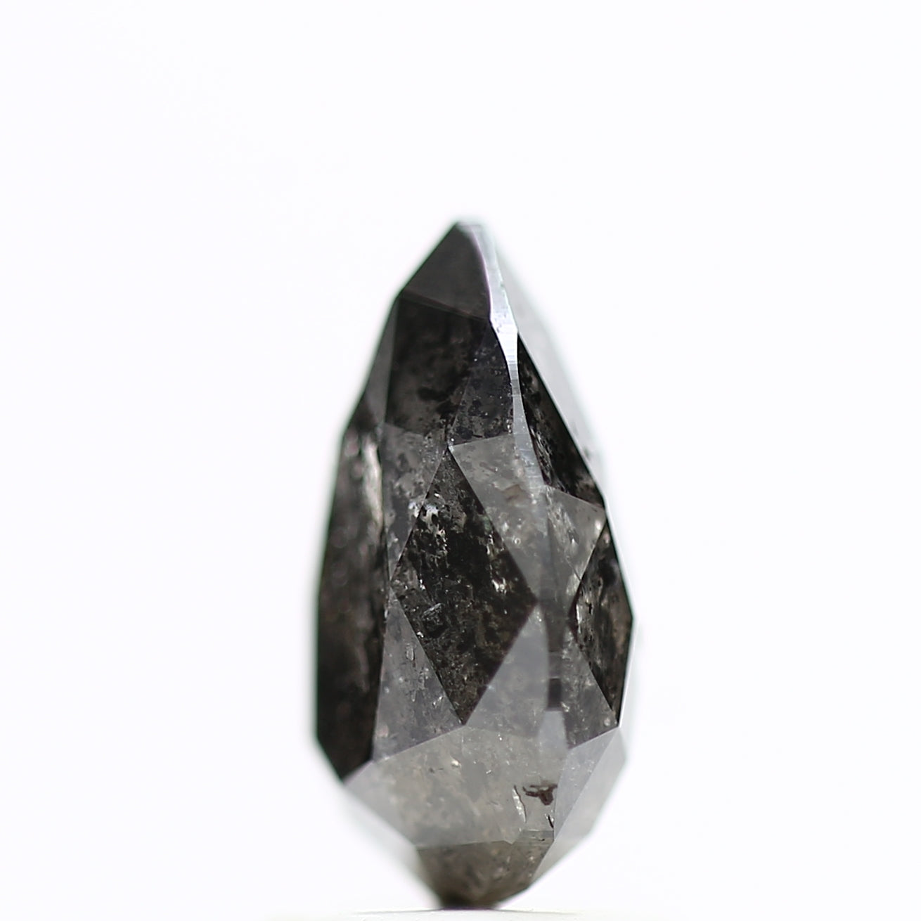 2.02 Carat Salt & Pepper Pear Diamond Double Cut Diamond 9.38 MM