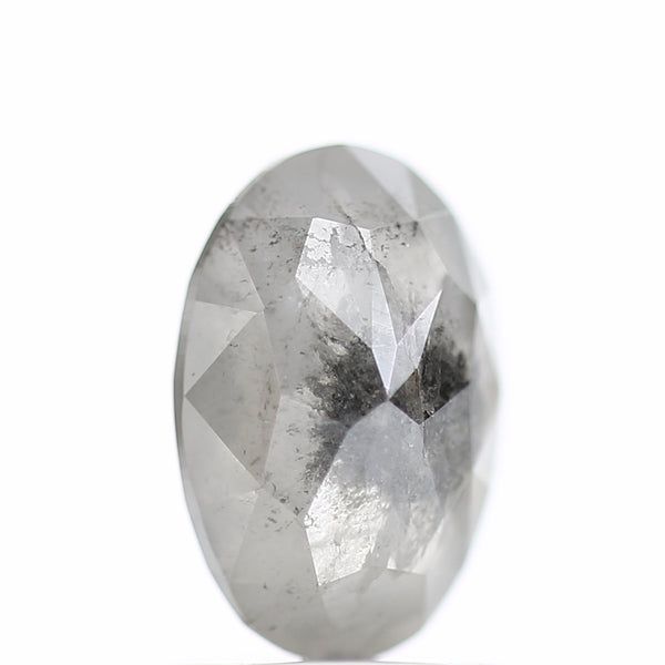 1.60 Carat Rose cut Fancy Gray Oval Salt and Pepper Diamond 8.52 MM