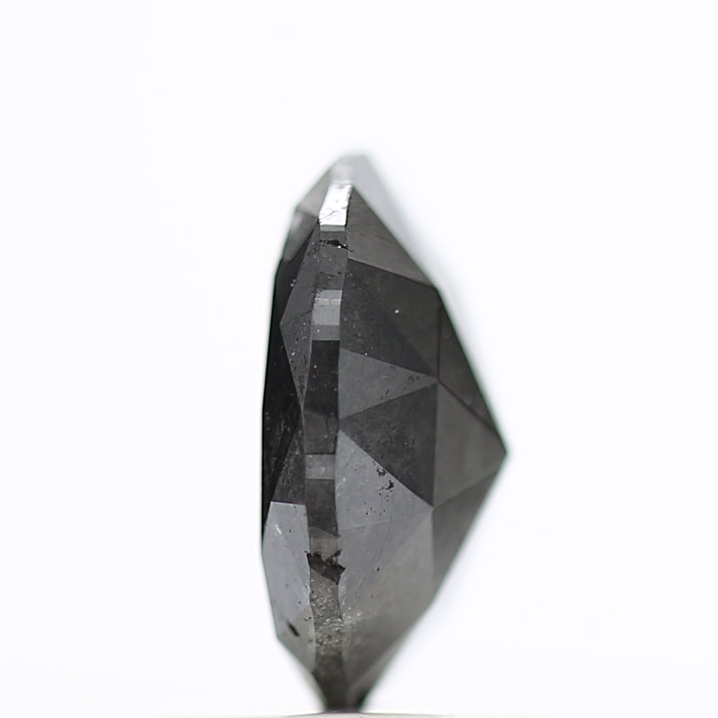 1.17 Carat Rose Cut Salt and Pepper Diamond Oval Fancy Gray Diamond 7.67 MM