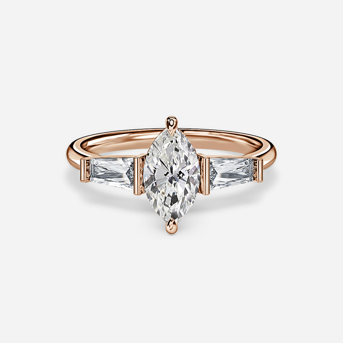 18K Solid Gold 1 Carat D VVS1 Marquise Engagement Ring Matilda