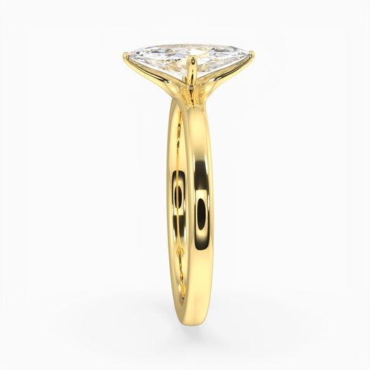 18K Solid Gold Marquise Solitaire  Engagement Ring Amara