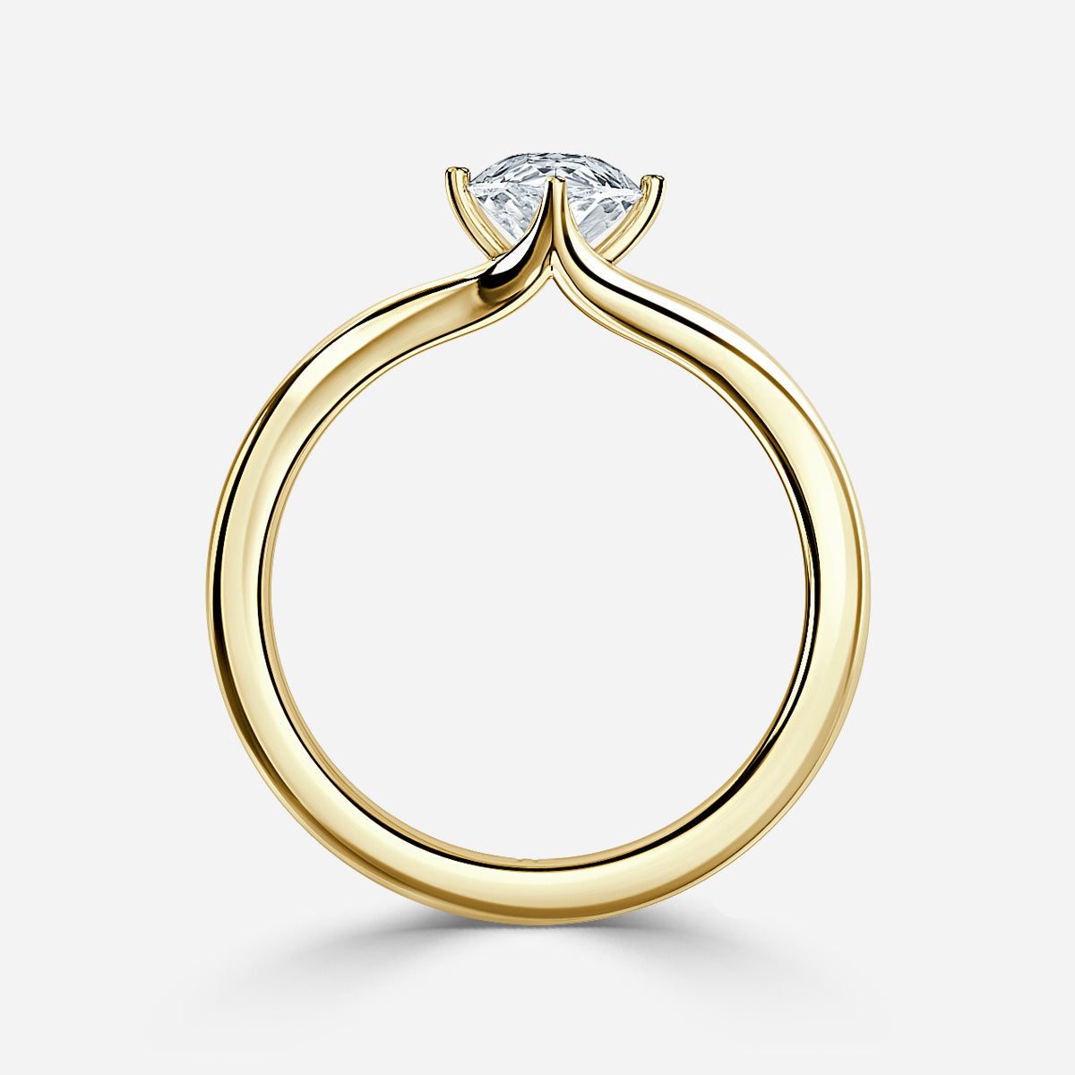 18K Solid Gold Marquise Solitaire  Engagement Ring Amara