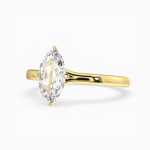 18K Solid Gold Marquise Solitaire  Engagement Ring Amara