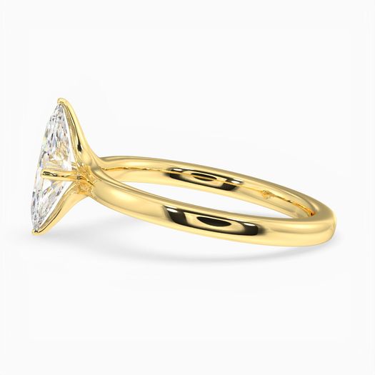 18K Solid Gold Marquise Solitaire  Engagement Ring Amara