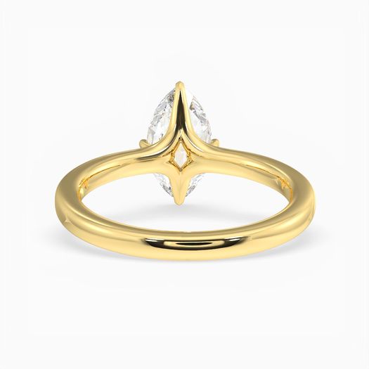 18K Solid Gold Marquise Solitaire  Engagement Ring Amara