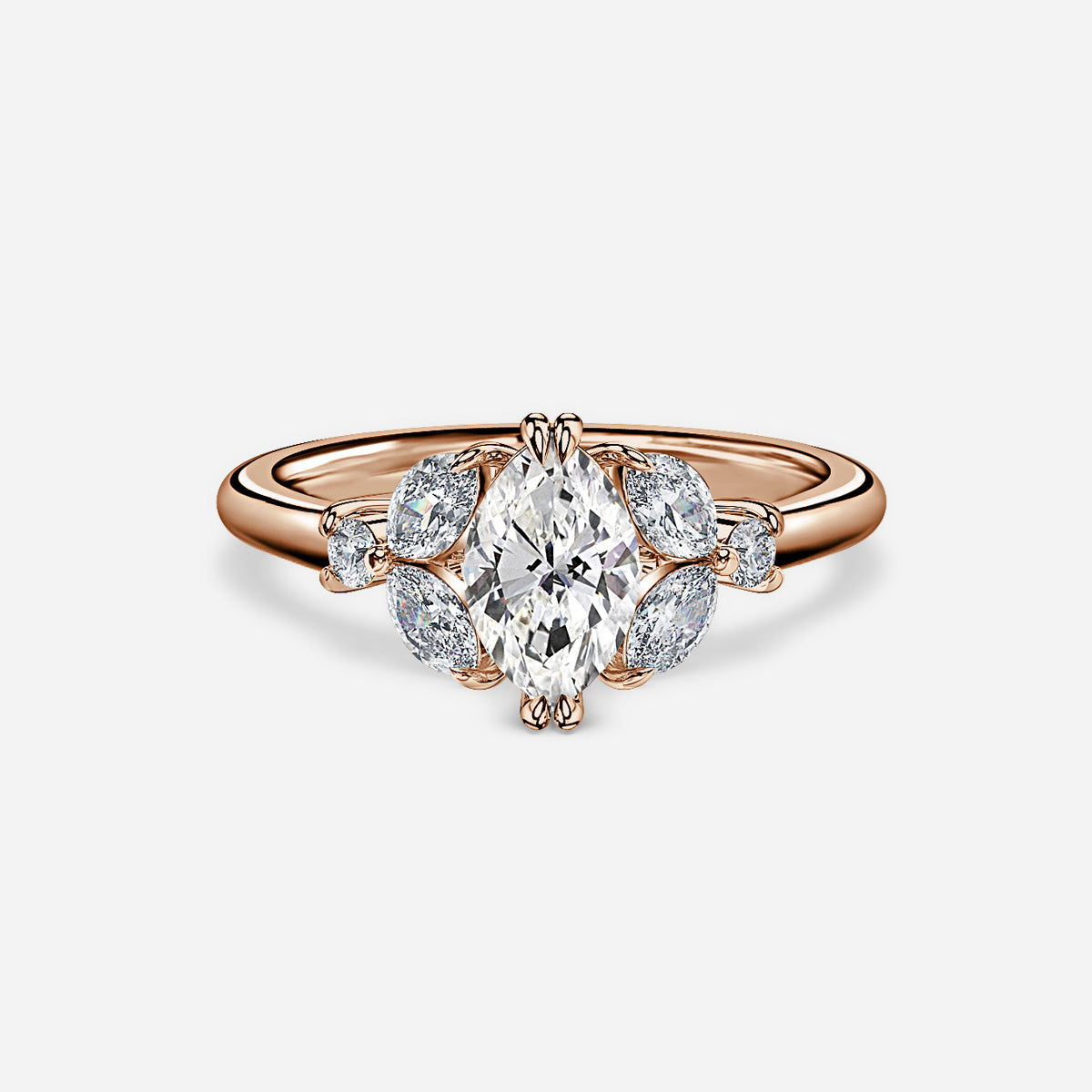 18k Rose Gold 1ct D VVS1 Marquise Engagement Ring Alexa