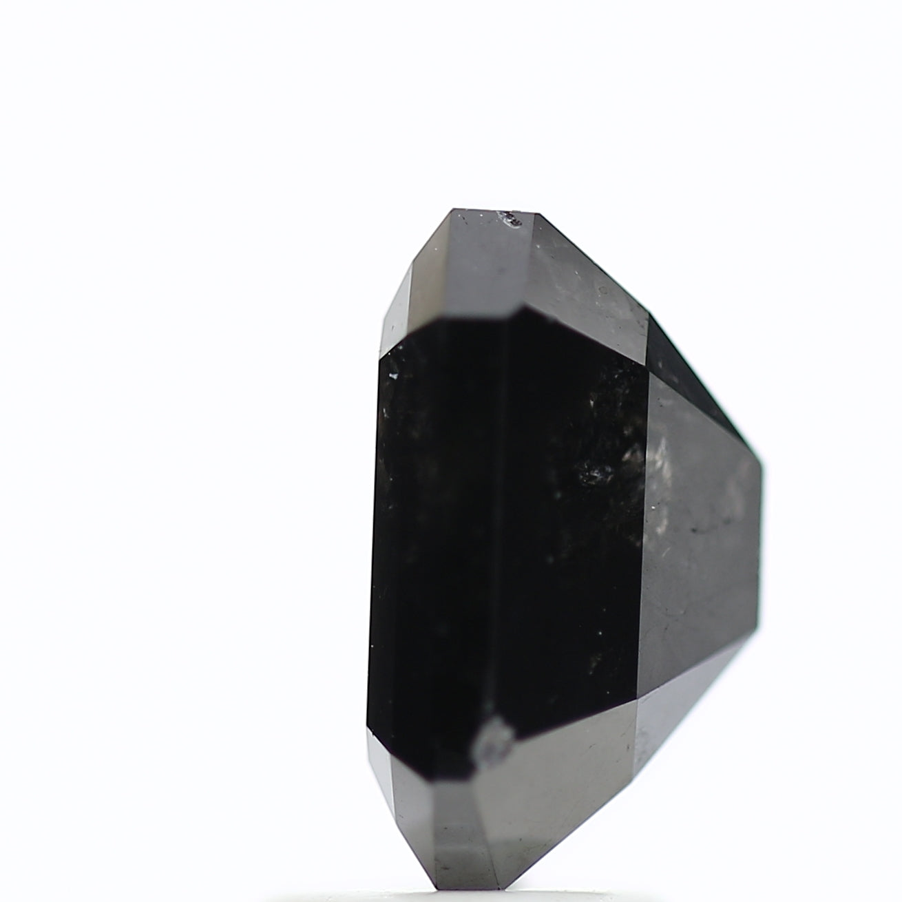3 Ct Black Emerald Cut Diamond Natural Salt and Pepper Diamond 9.42 MM
