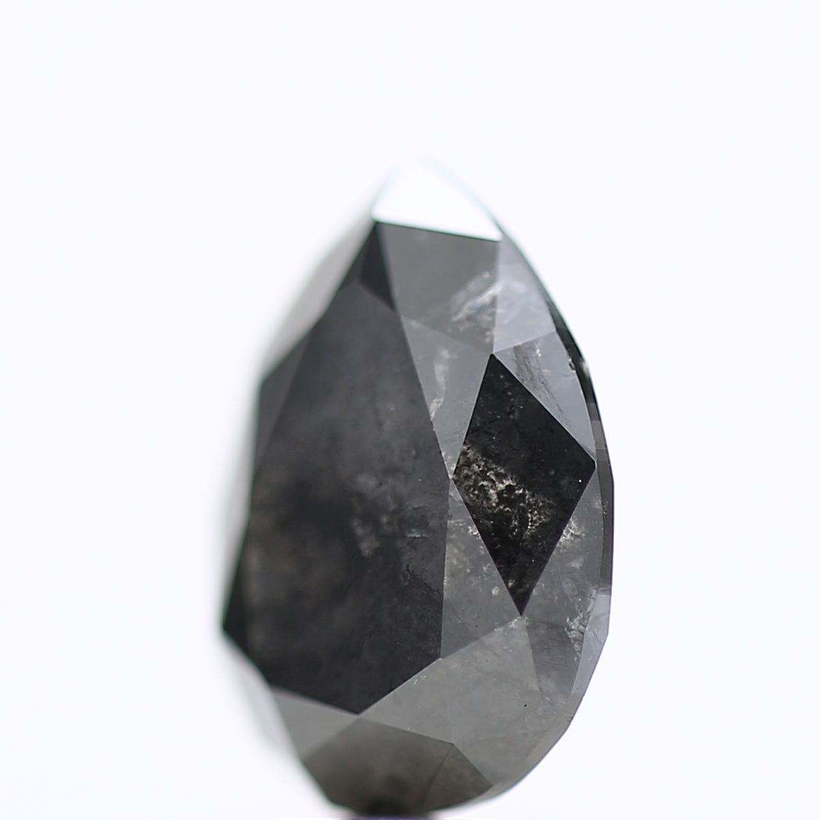 1.84 Carat Gray Black Salt and Pepper Pear Diamond 9.16 MM