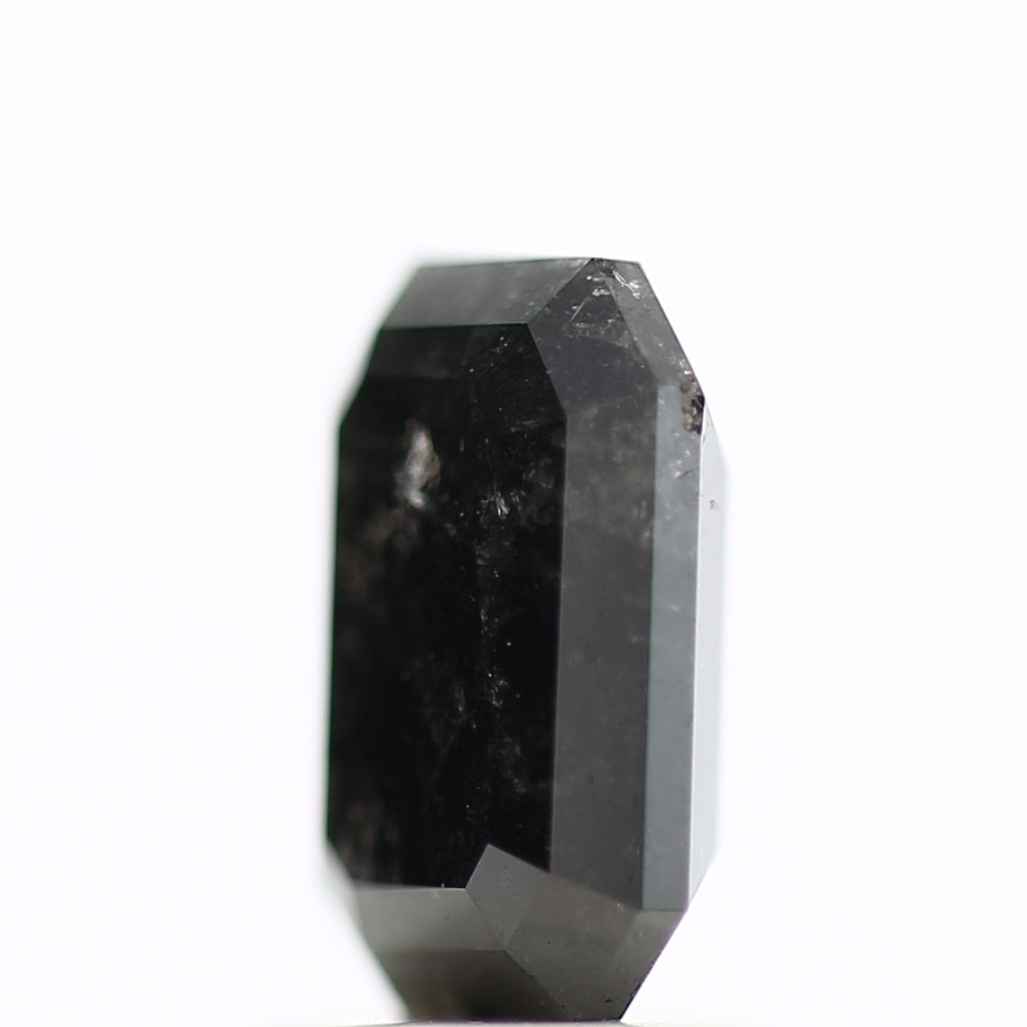 1.81 Ct Natural Color Emerald Cut Black Salt and Pepper Diamond 8.05 MM