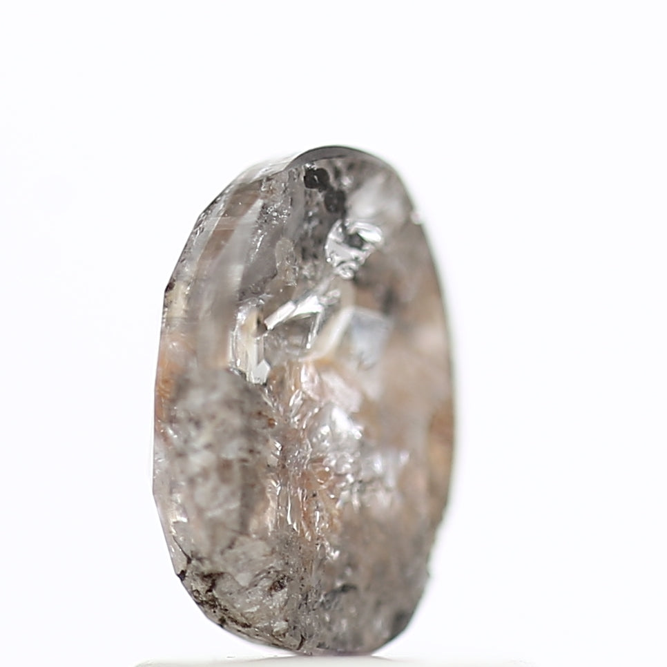 1 Ct Salt and Pepper Diamond Oval Natural Rose Cut 7.13 MM