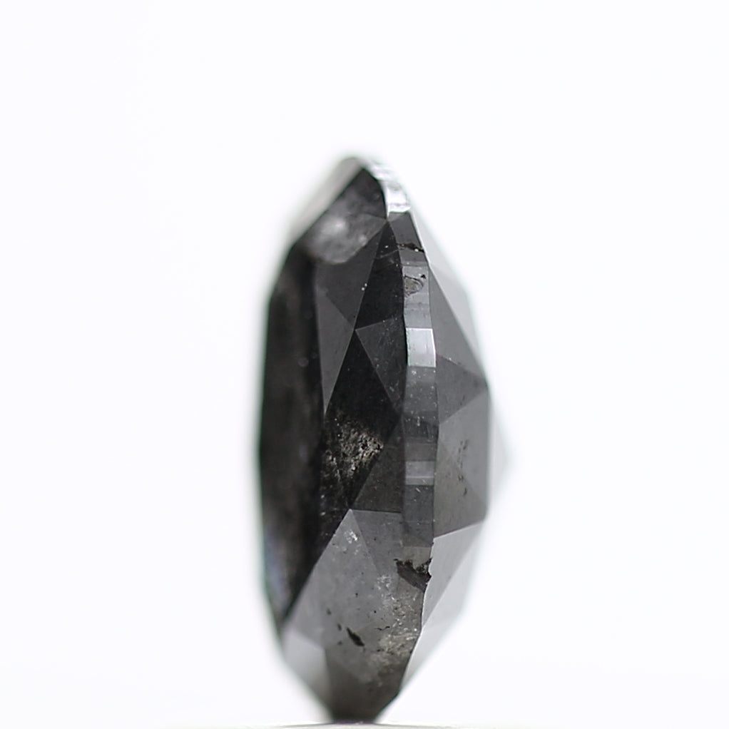 1.17 Carat Rose Cut Salt and Pepper Diamond Oval Fancy Gray Diamond 7.67 MM