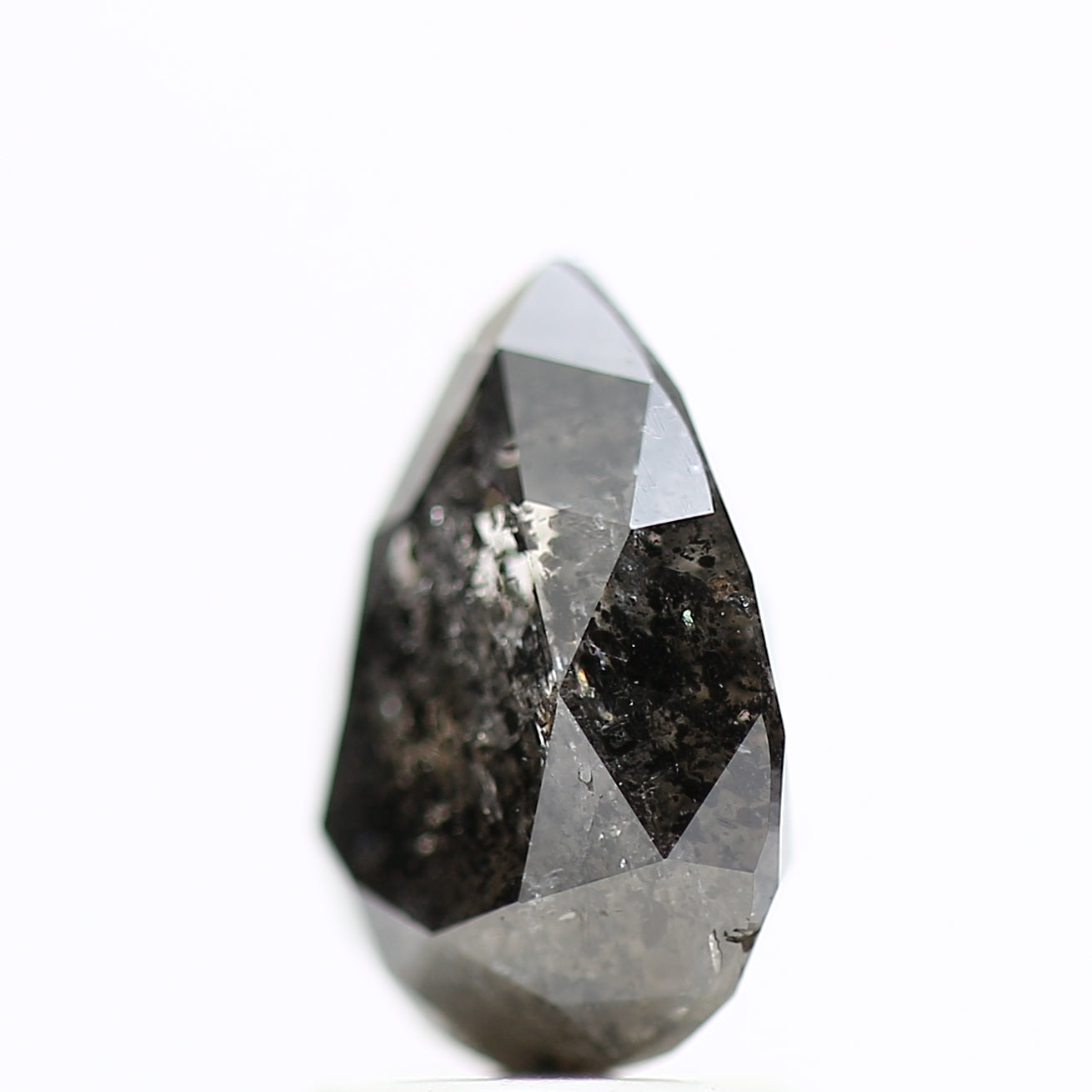 2.02 Carat Salt & Pepper Pear Diamond Double Cut Diamond 9.38 MM