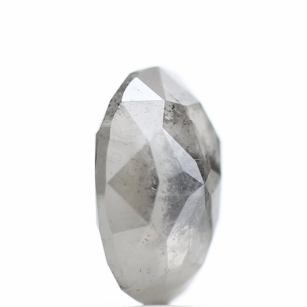 1.60 Carat Rose cut Fancy Gray Oval Salt and Pepper Diamond 8.52 MM