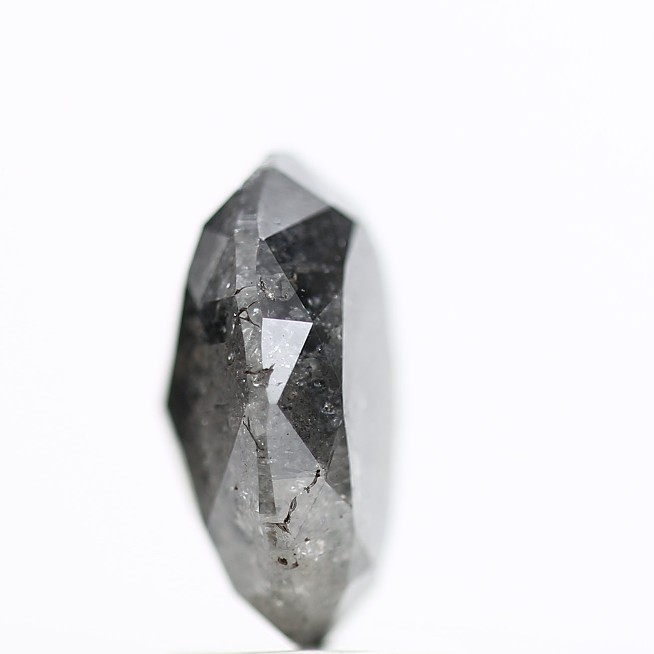 2.21 Carat Fancy Grey Salt and Pepper Oval Diamond 9.54 MM