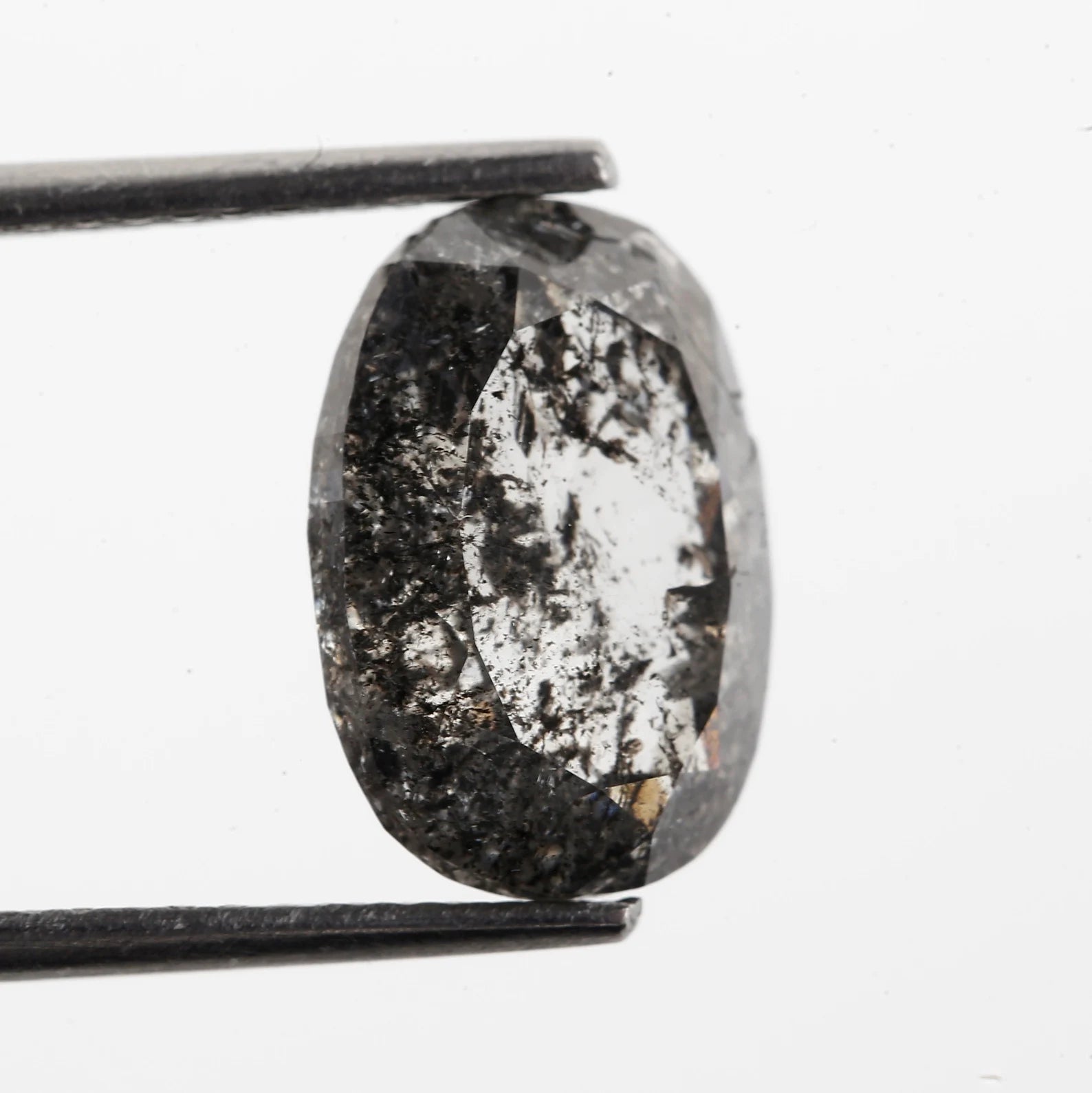 4.09 Carat Natural Oval Salt and Pepper Diamond 11.38 MM