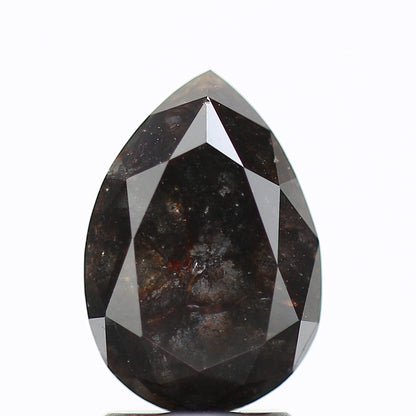 1.89 Carat Natural Pear Black Salt and Pepper Diamond 10.30 MM