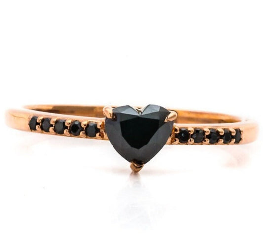 heart black diamond engagement ring