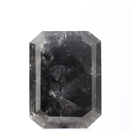 2.82 Carat Natural Emerald Gray Black Salt and Pepper Diamond 10.58 MM