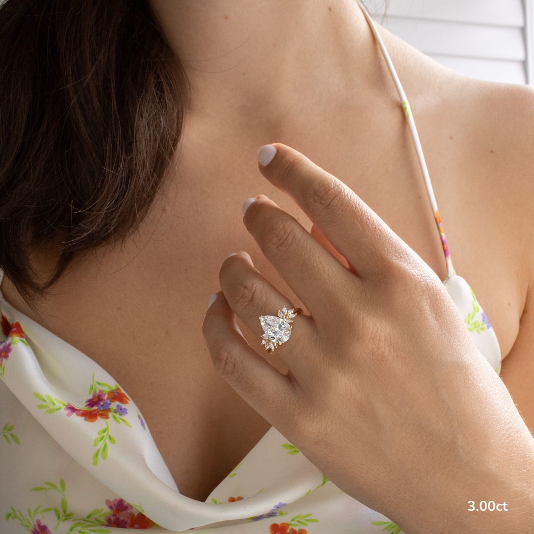 Pear 1 Carat Lab Grown Diamond Ring IGI Certified Isabella