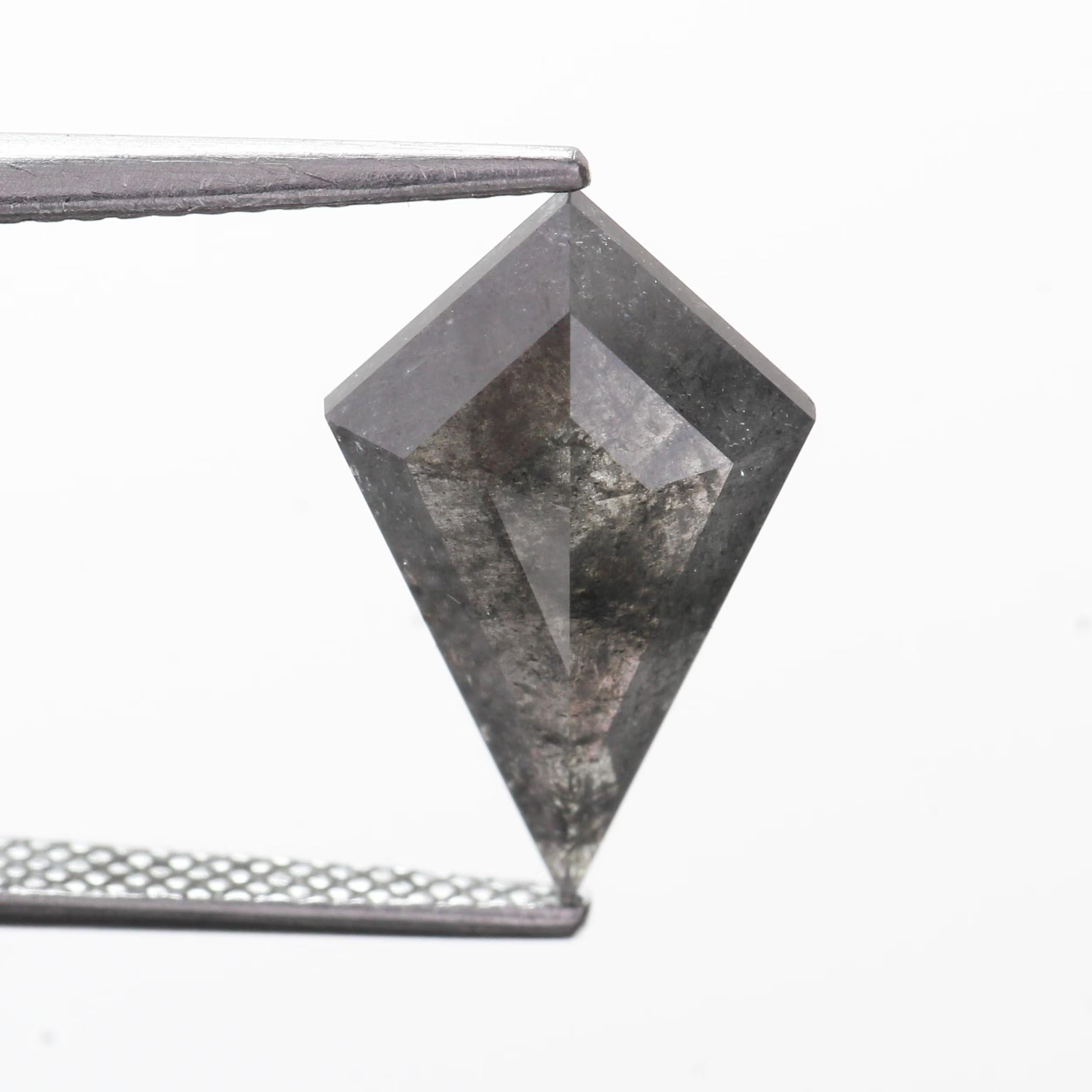 3.36 Carat Natural Gray Kite Cut Salt Pepper Diamond 15.50 MM