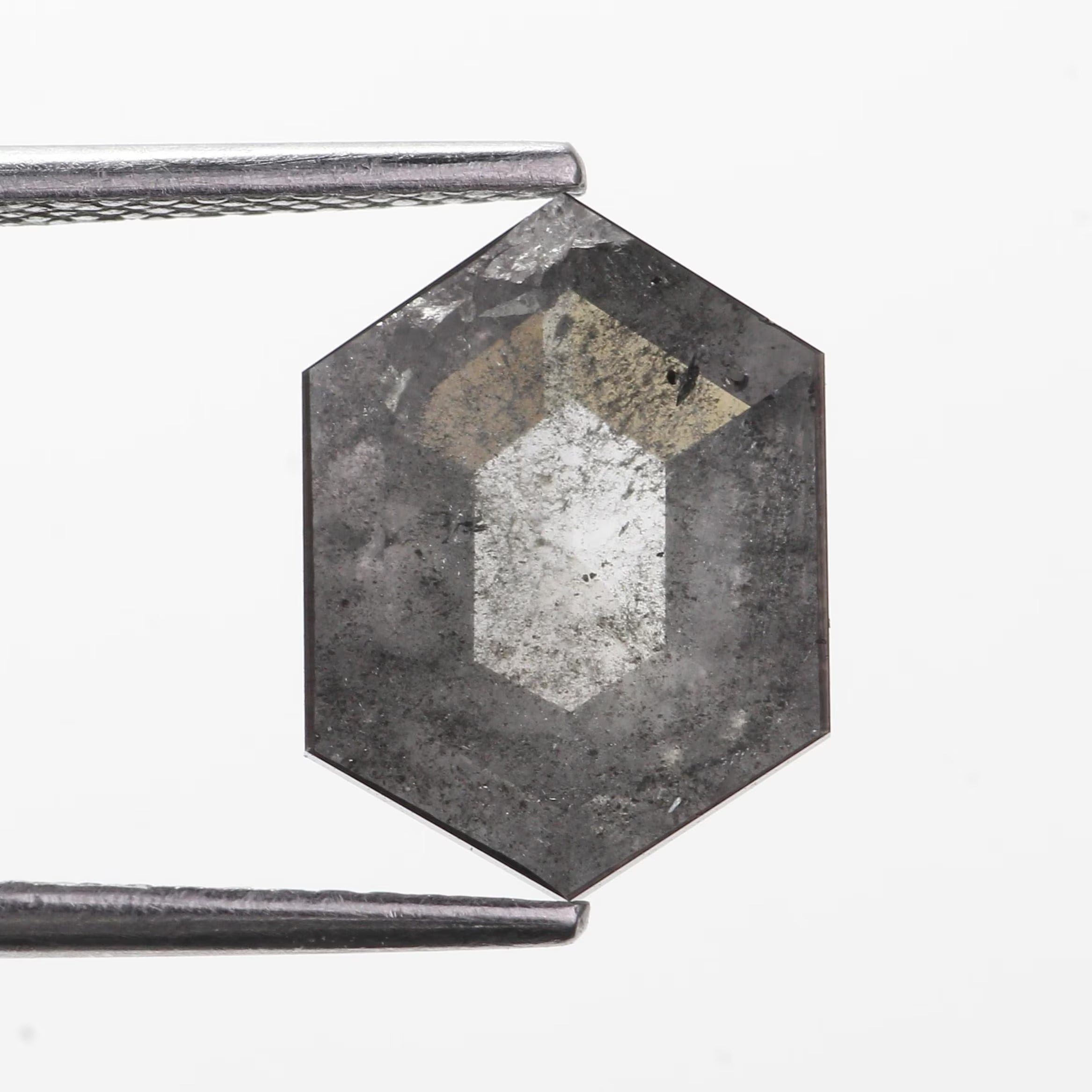 2.35 Carat Natural Gray Hexagon Salt and Pepper Diamond 11.70 MM