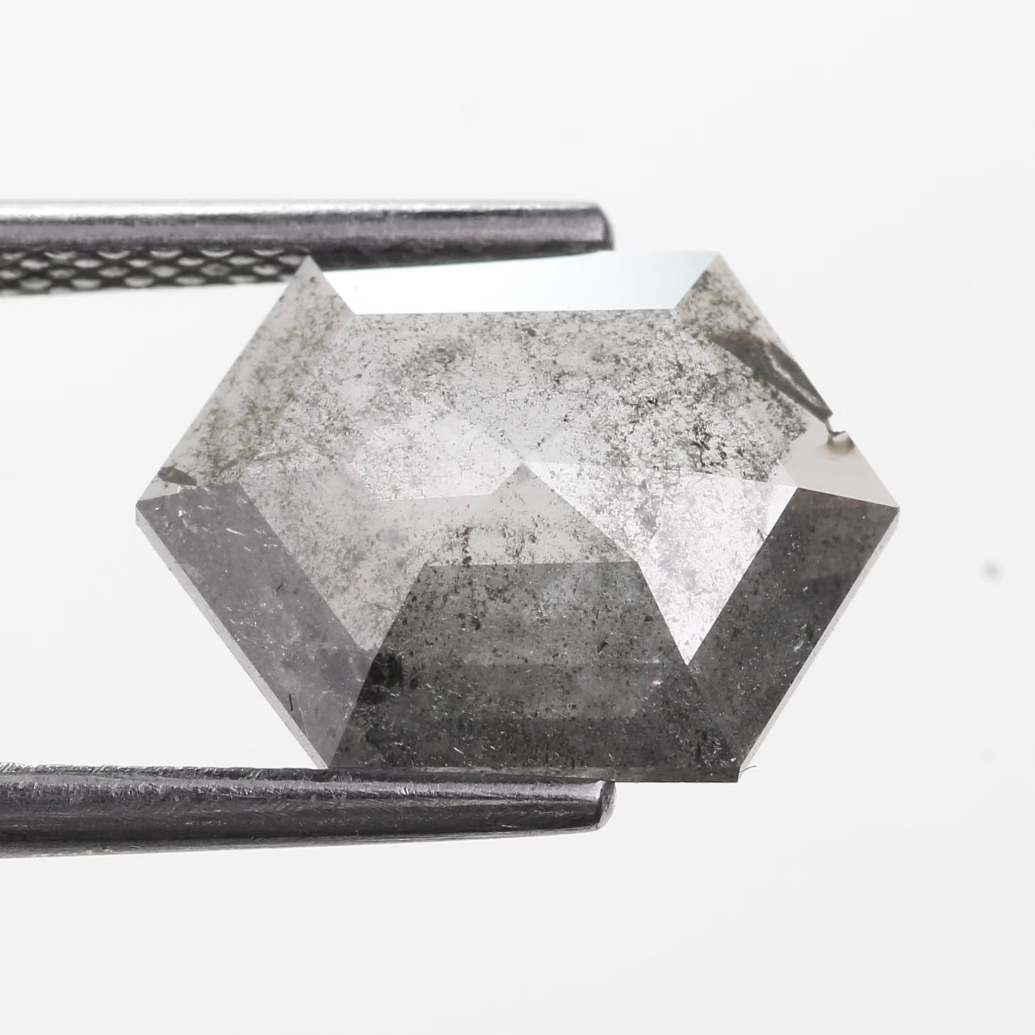 2.30 Ct Natural Hexagon Salt and Pepper Diamond 11.70 MM