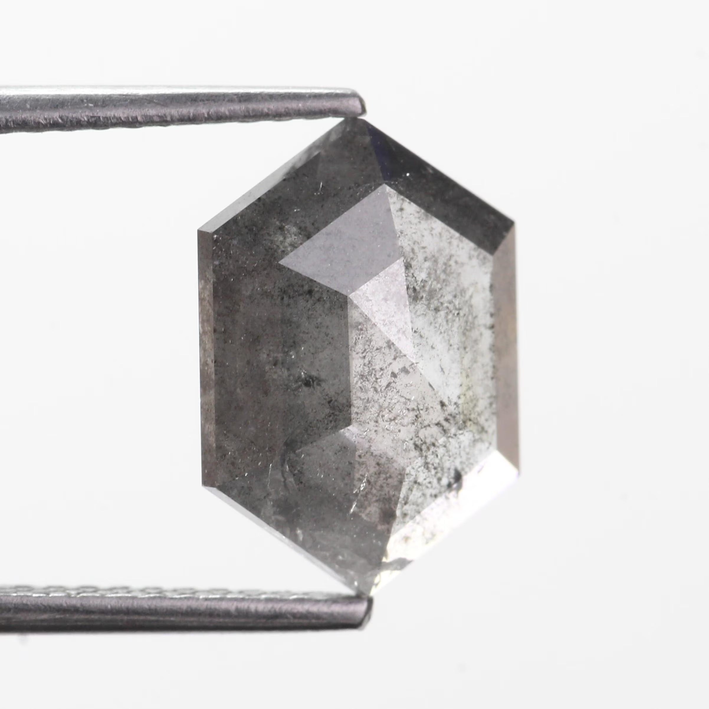 2.35 Carat Natural Gray Hexagon Salt and Pepper Diamond 11.70 MM