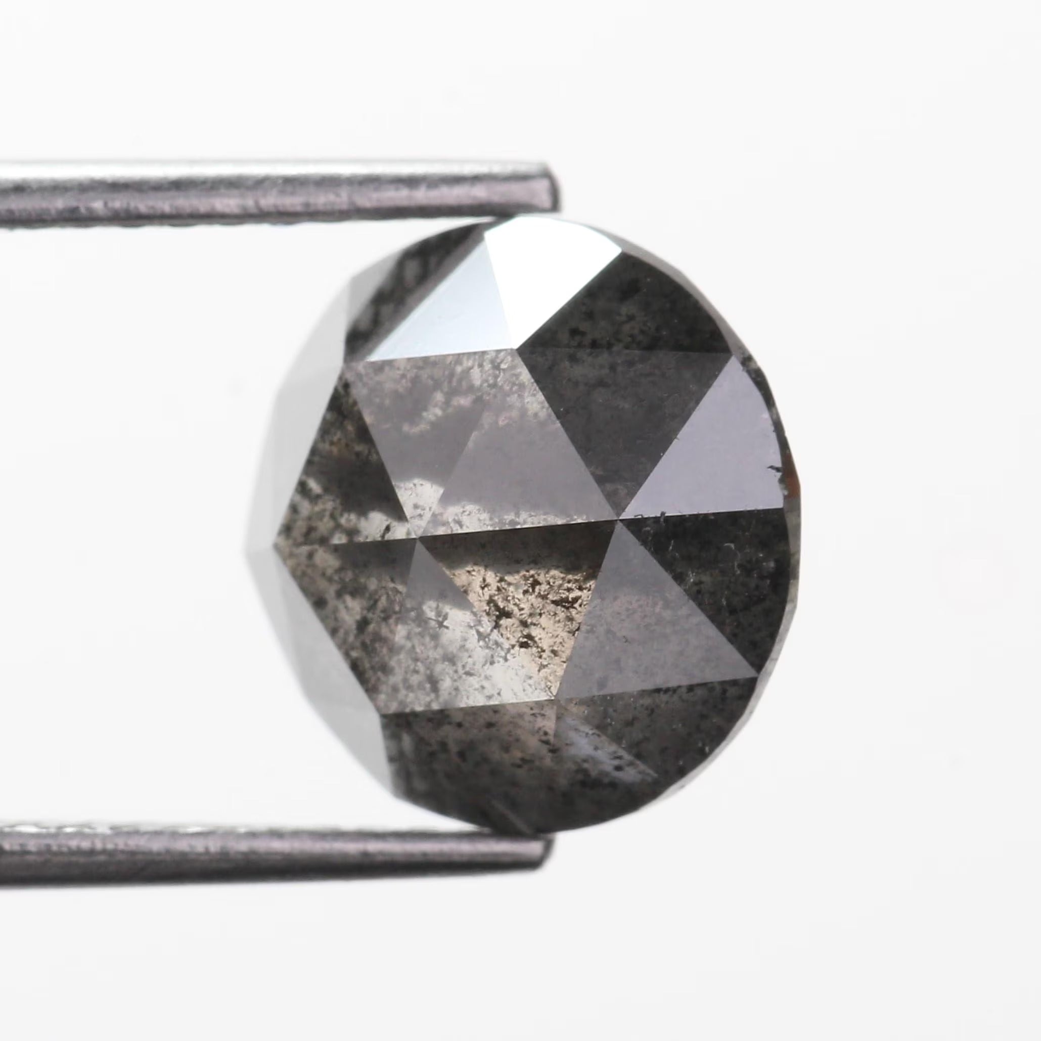 3.65 Ct Round Rose cut Black Salt and Pepper Diamond 9.90 MM
