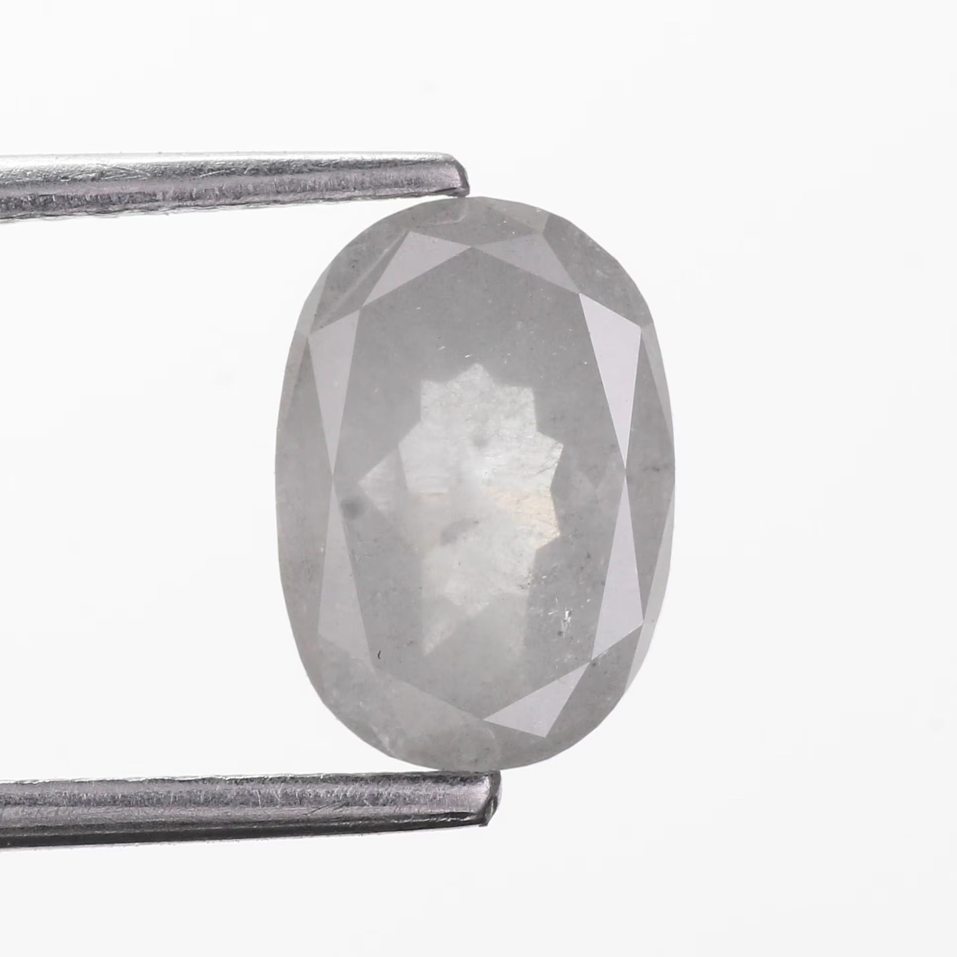 2 Carat Salt and Pepper Diamond Oval Natural Milky Gray 9.10 MM