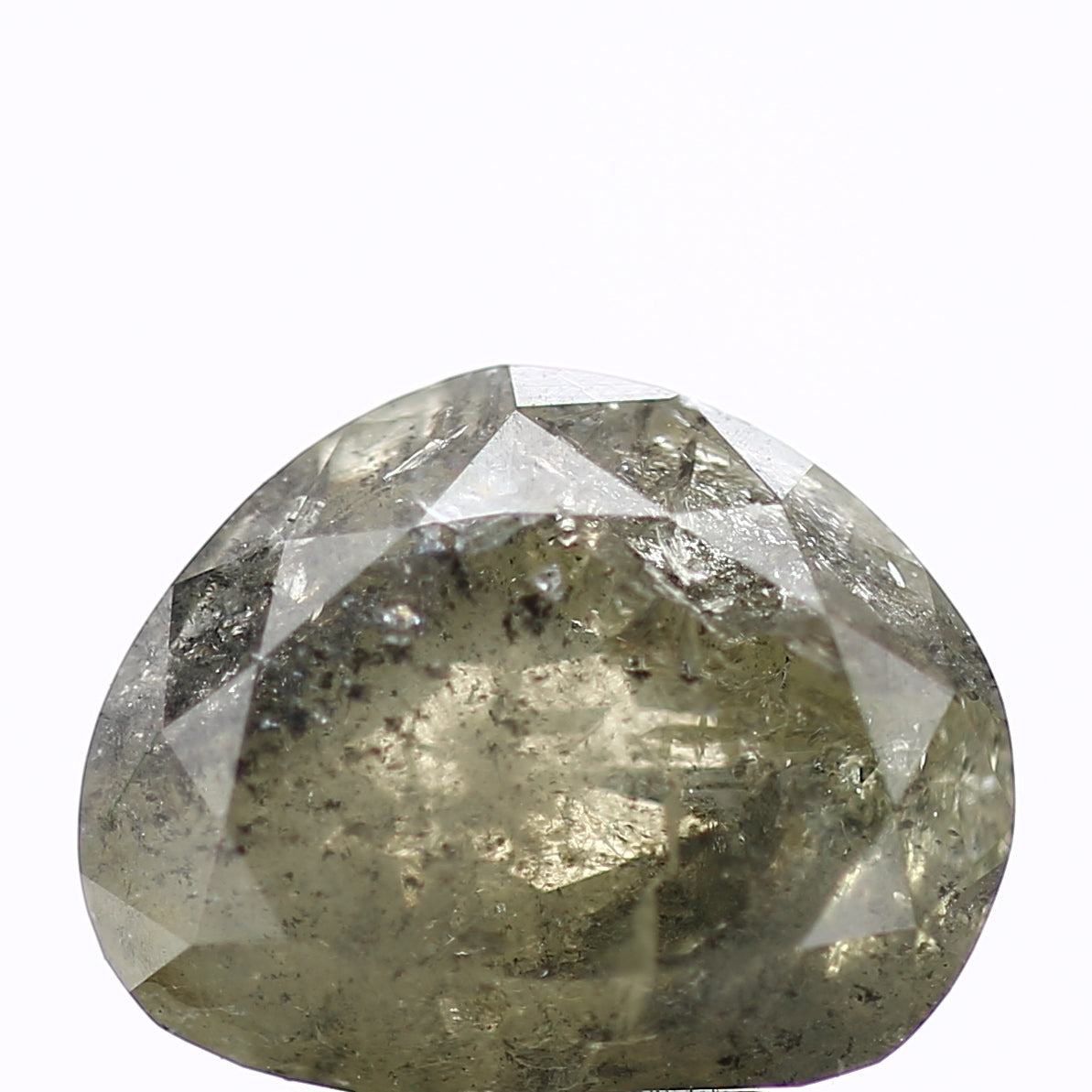 2.56 Carat Natural Green Gray Salt and Pepper Pear Diamond sd02