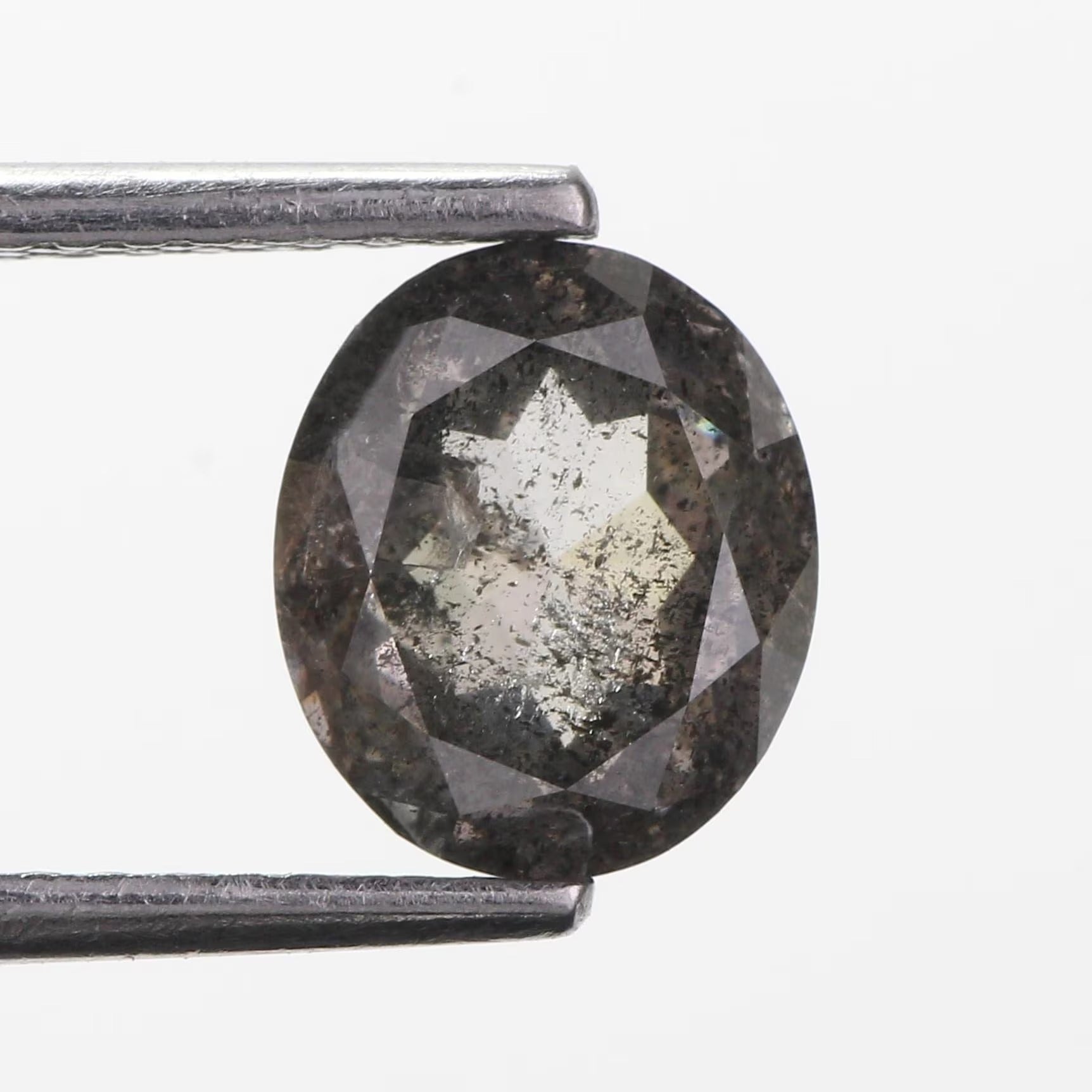 1.77 Carat Salt and Pepper Diamond Oval Natural Brown 7.60 MM