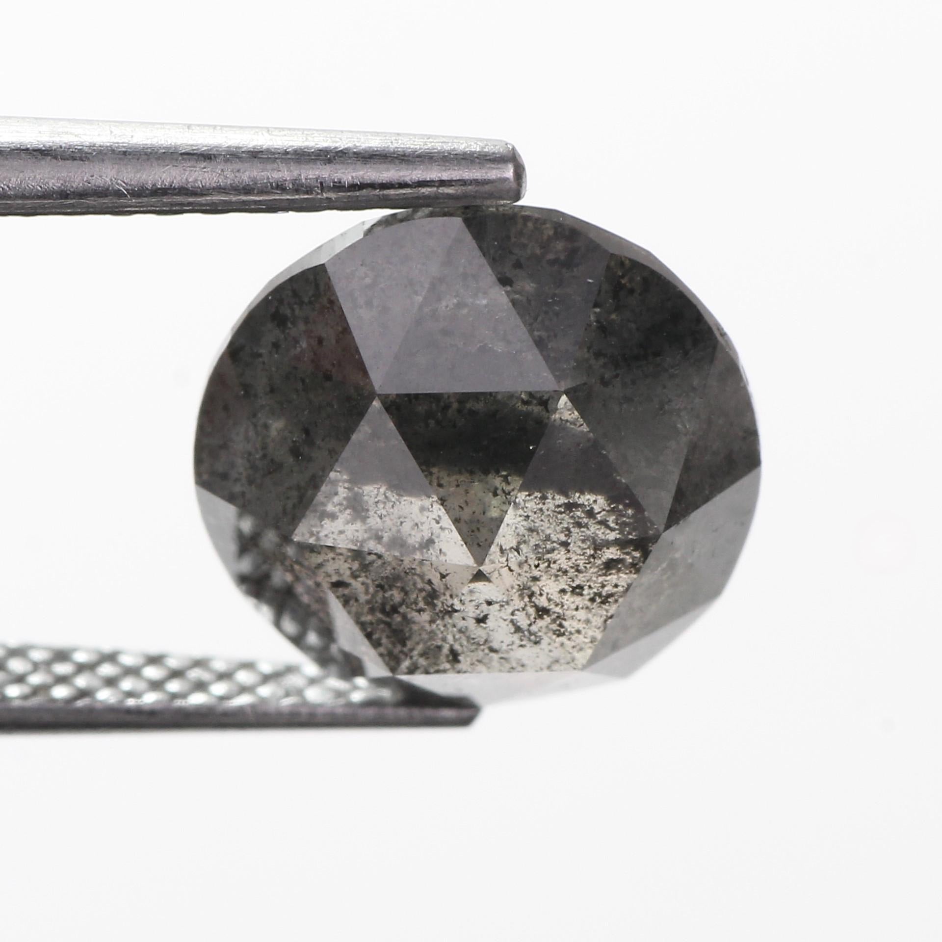 3.65 Ct Round Rose cut Black Salt and Pepper Diamond 9.90 MM