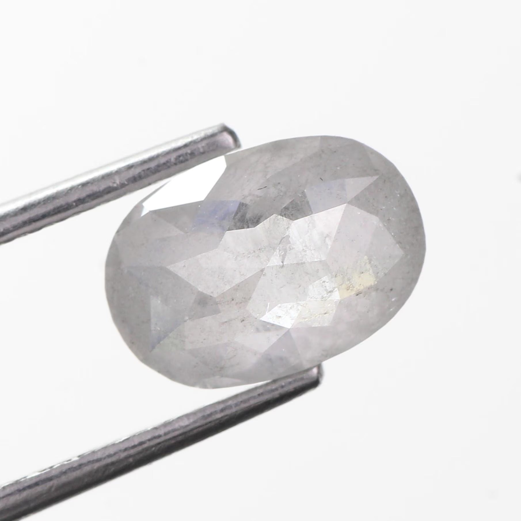 2 Carat Salt and Pepper Diamond Oval Natural Milky Gray 9.10 MM
