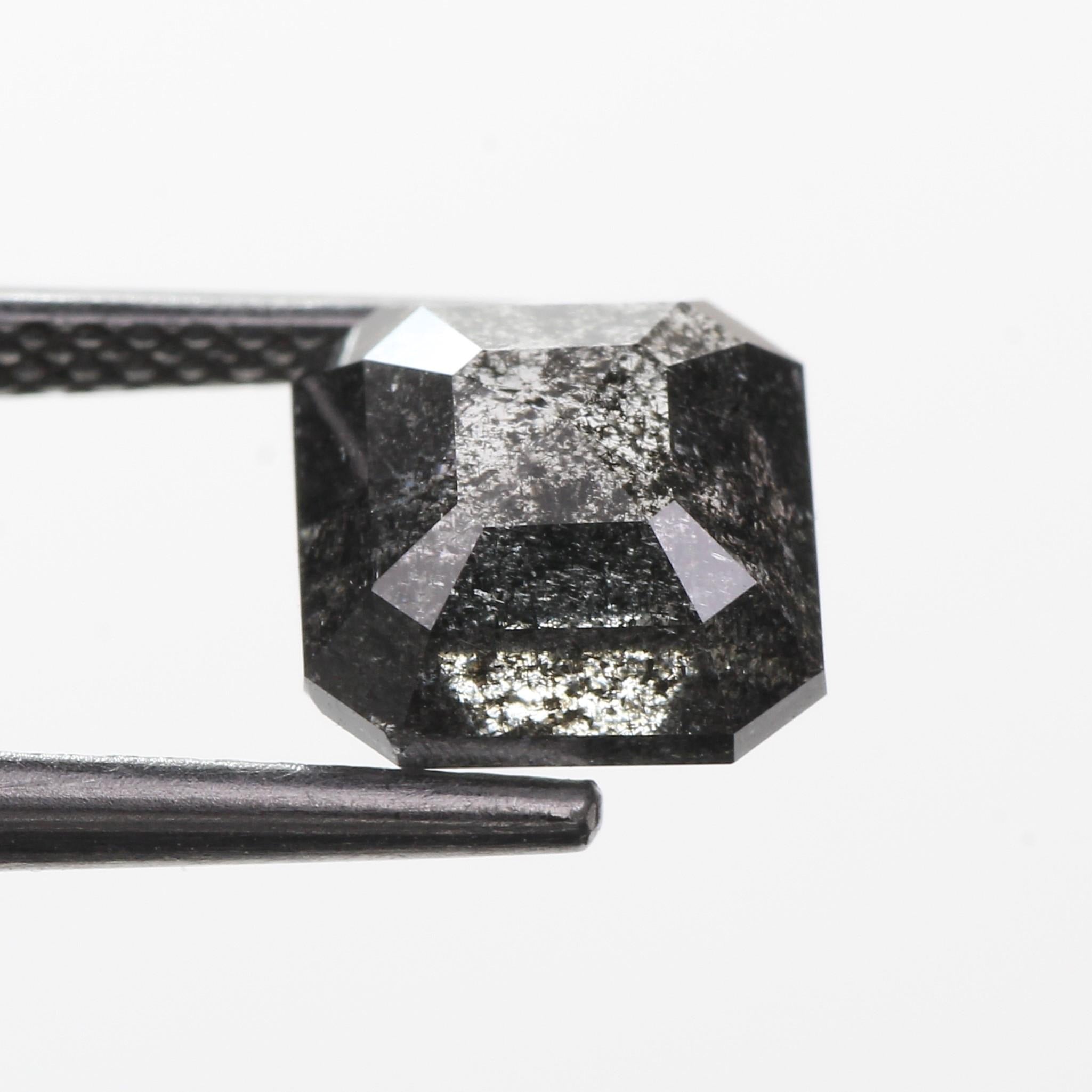 2.72 Carat Emerald Cut Salt and Pepper Black Diamond Natural 7.7 MM