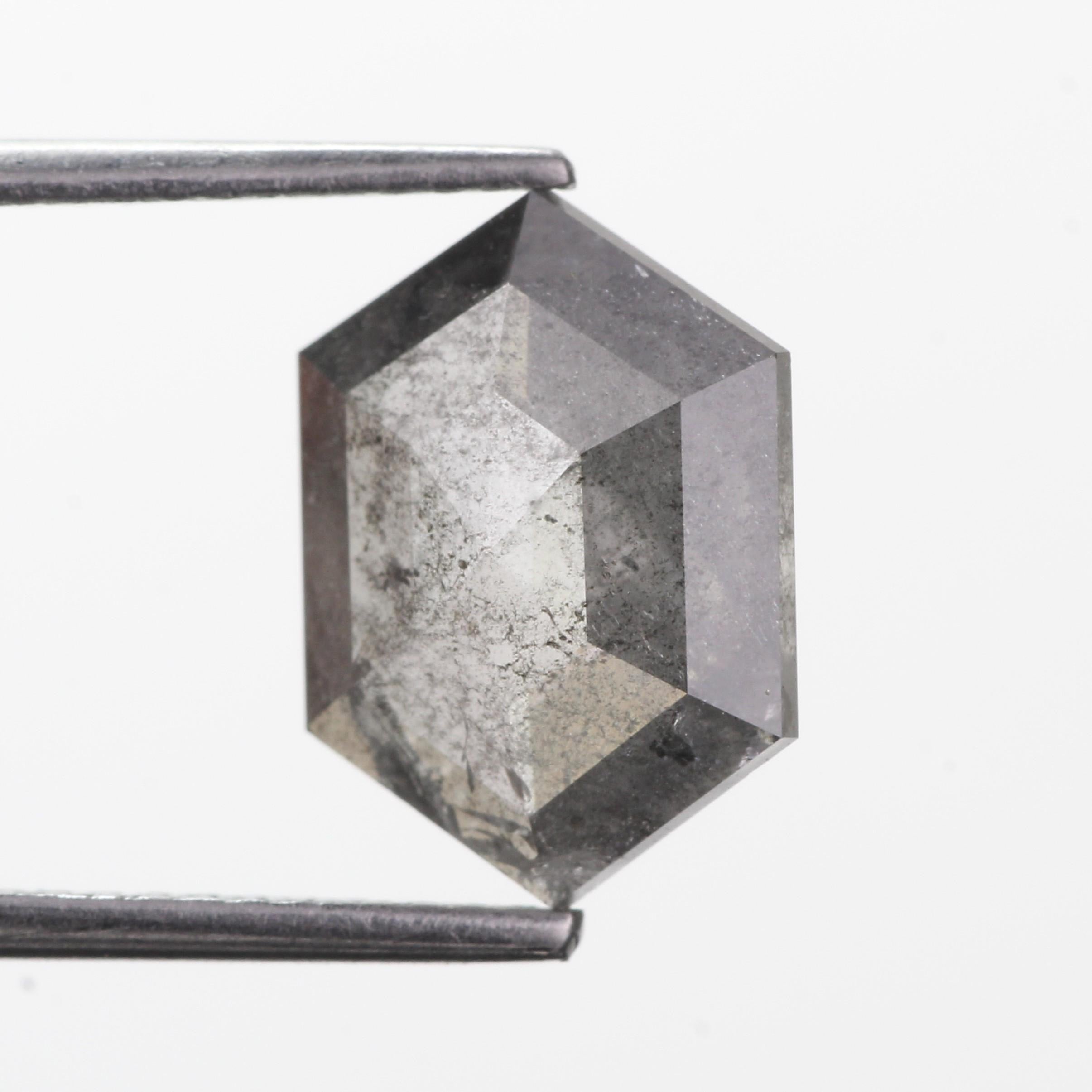 2.35 Carat Natural Gray Hexagon Salt and Pepper Diamond 11.70 MM