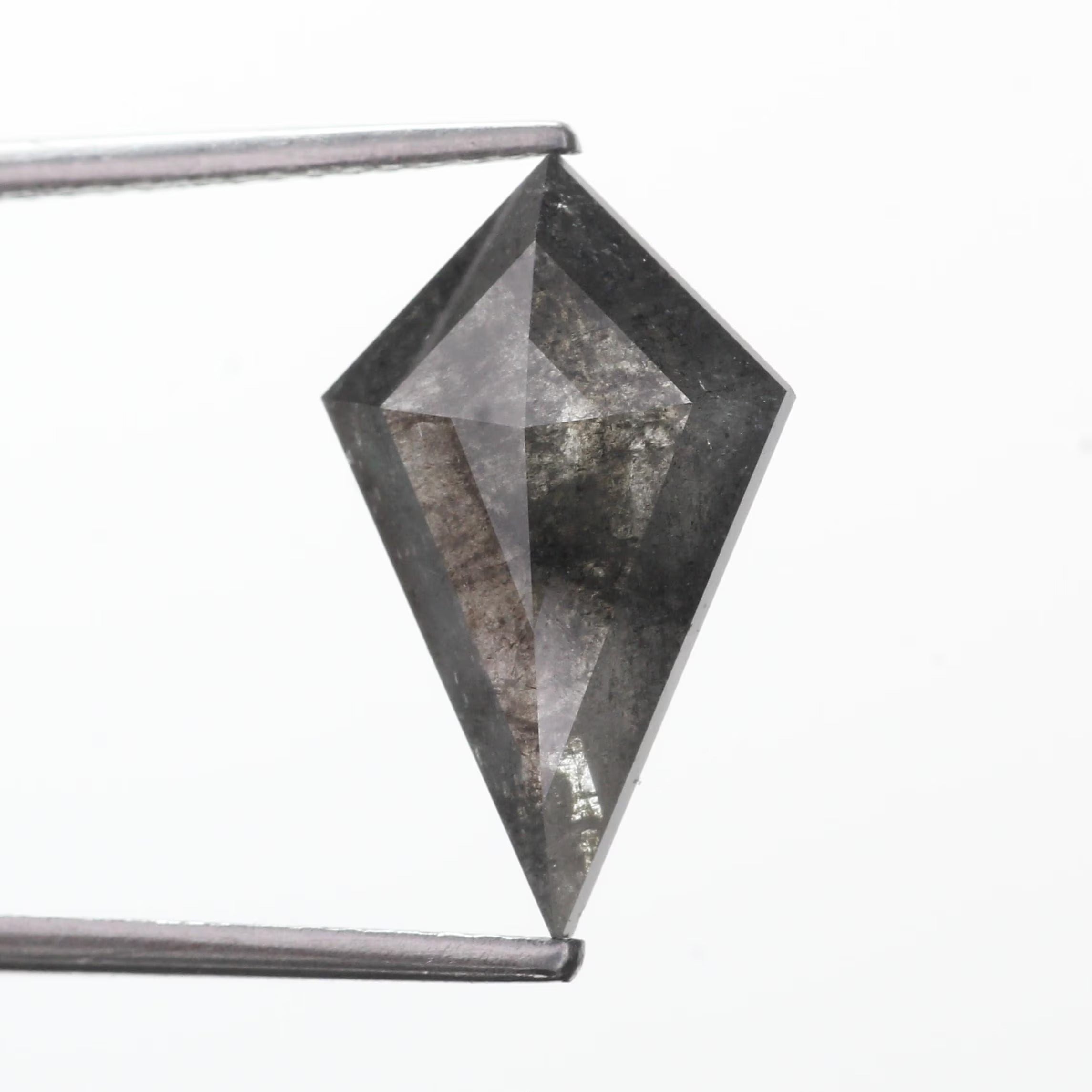 3.36 Carat Natural Gray Kite Cut Salt Pepper Diamond 15.50 MM