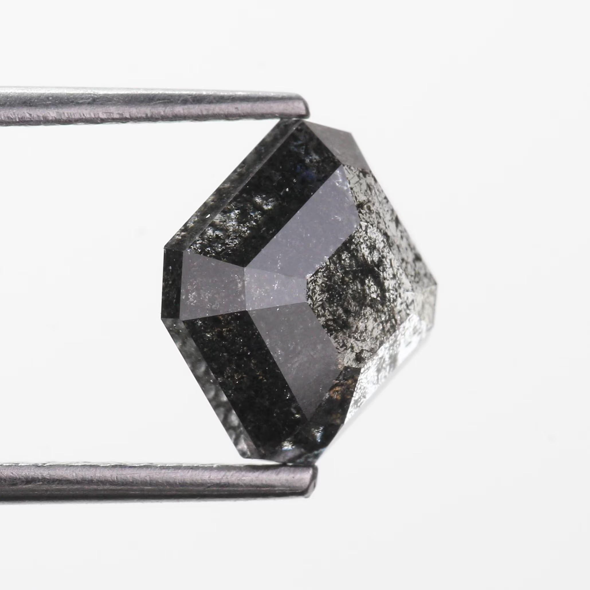 2.72 Carat Emerald Cut Salt and Pepper Black Diamond Natural 7.7 MM