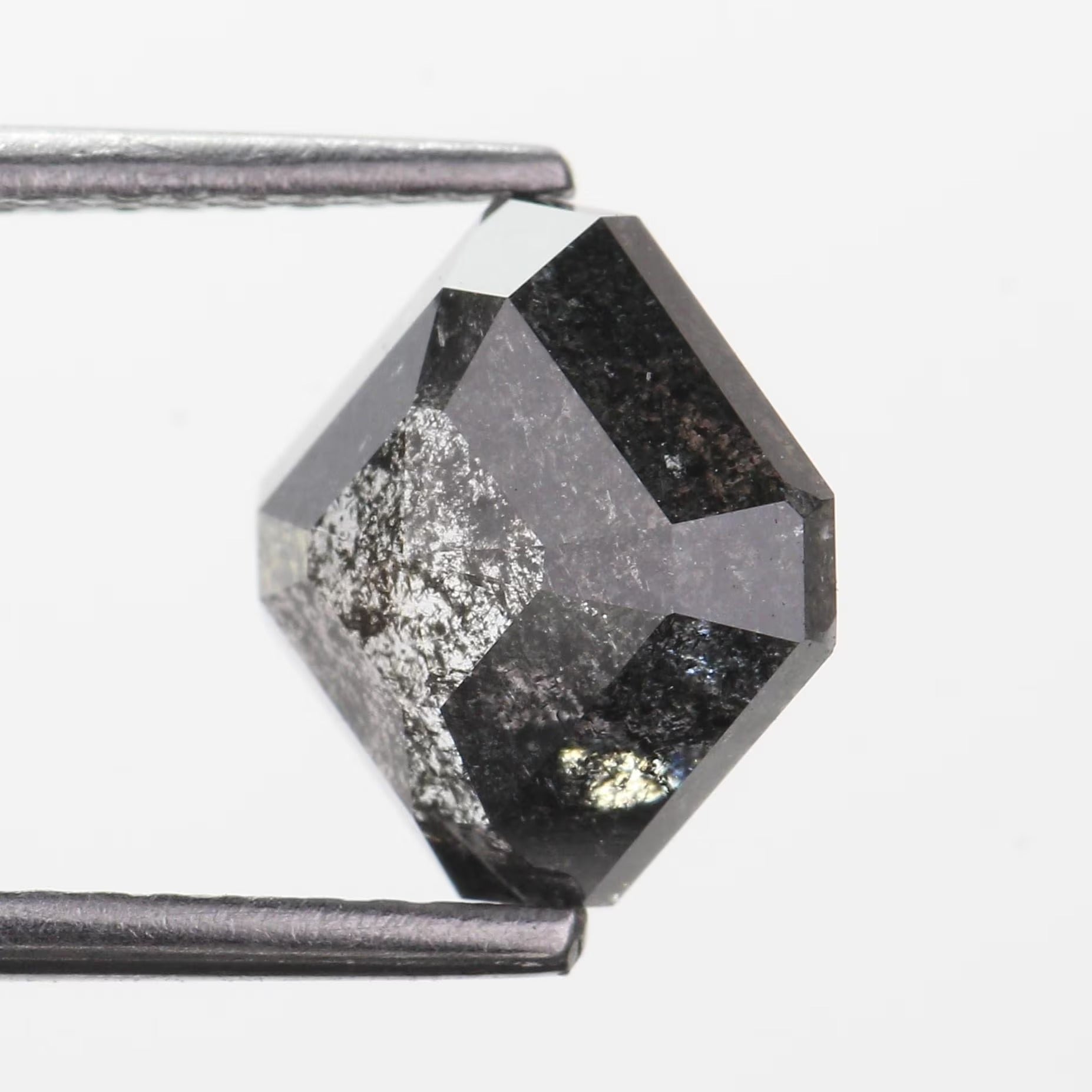 2.72 Carat Emerald Cut Salt and Pepper Black Diamond Natural 7.7 MM