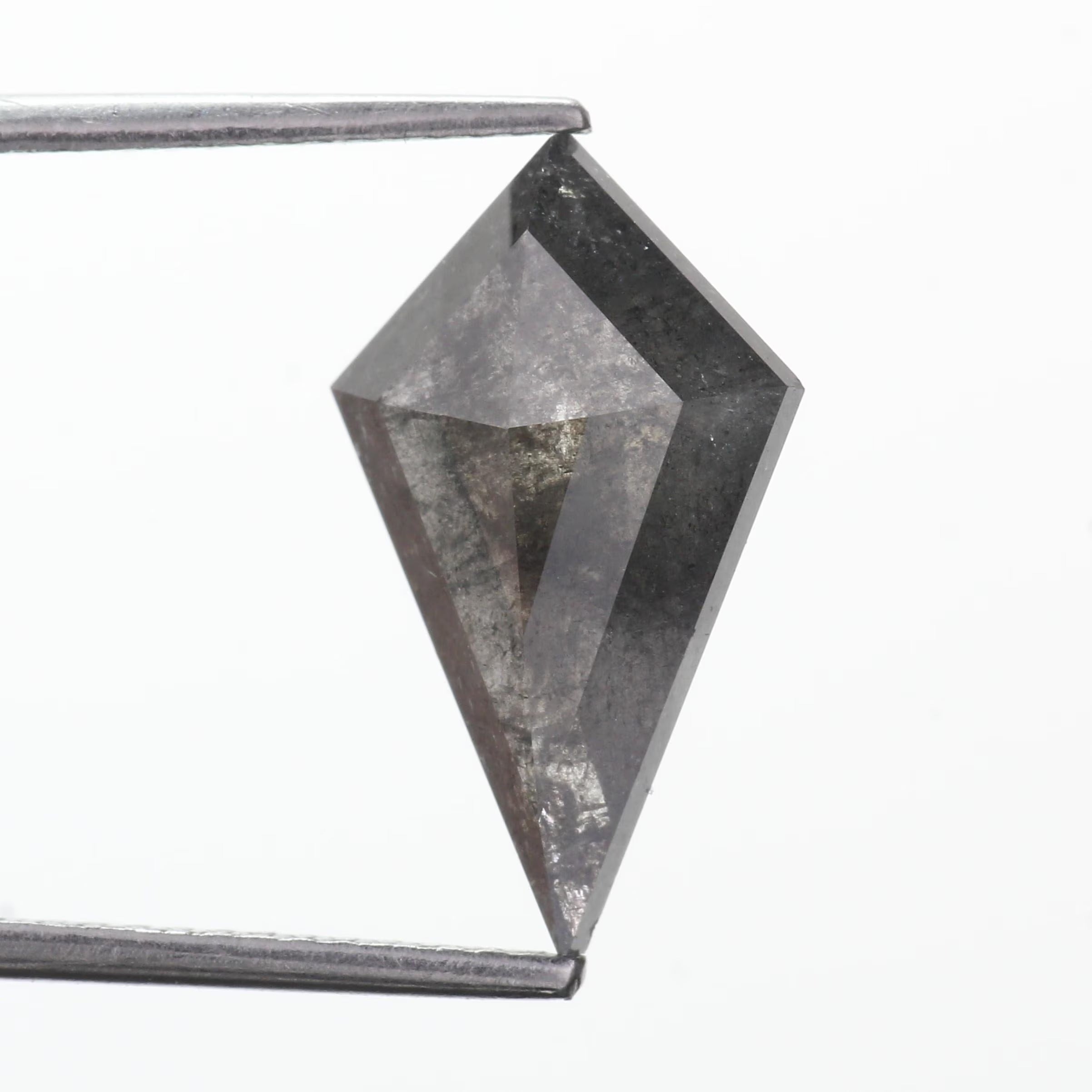3.36 Carat Natural Gray Kite Cut Salt Pepper Diamond 15.50 MM