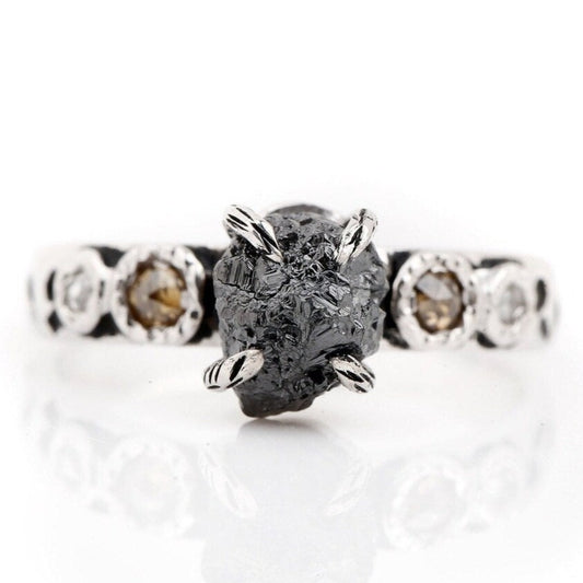 black rough diamond ring