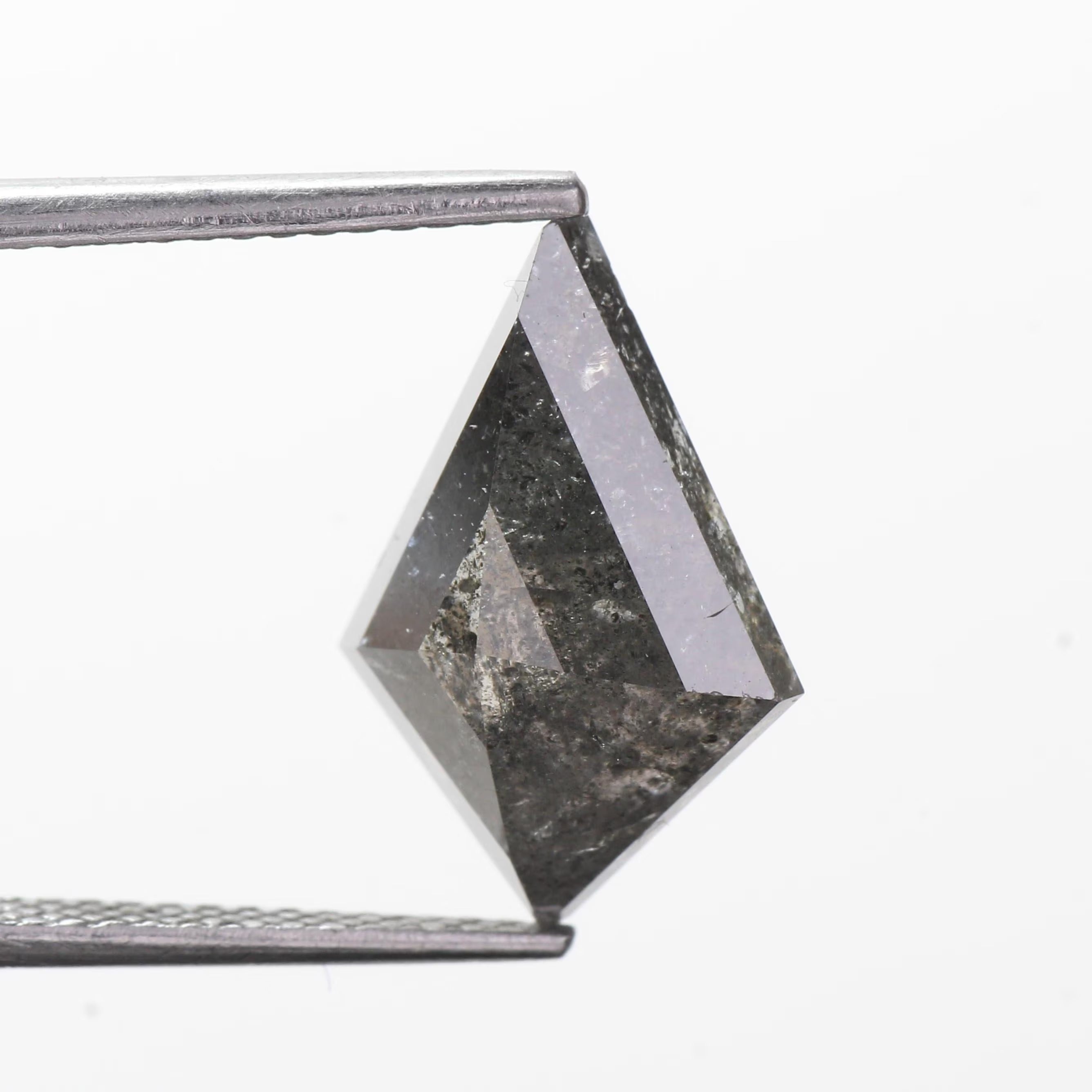 4.39 Carat Natural Gray Salt Pepper Kite Cut Diamond 14.46 MM