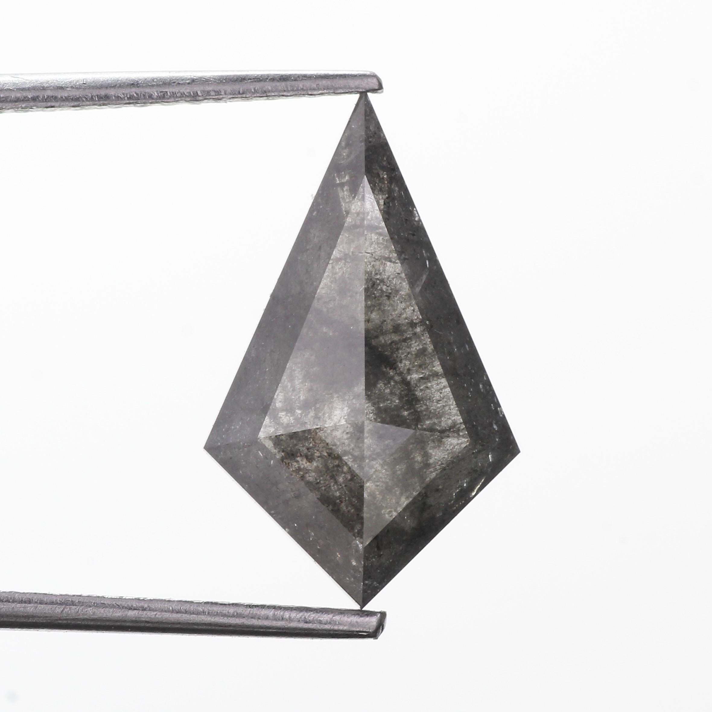 3.36 Carat Natural Gray Kite Cut Salt Pepper Diamond 15.50 MM