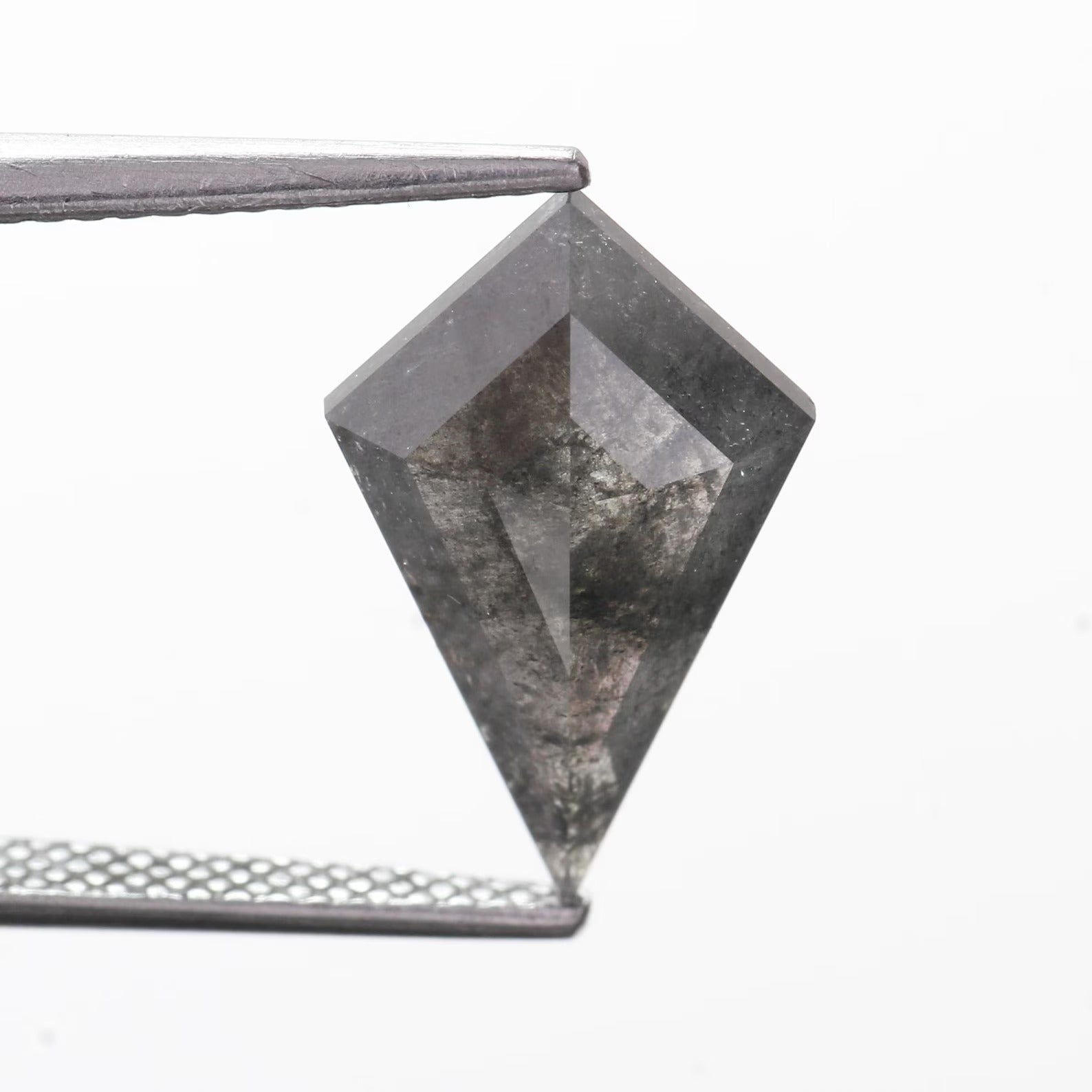 3.36 Carat Natural Gray Kite Cut Salt Pepper Diamond 15.50 MM