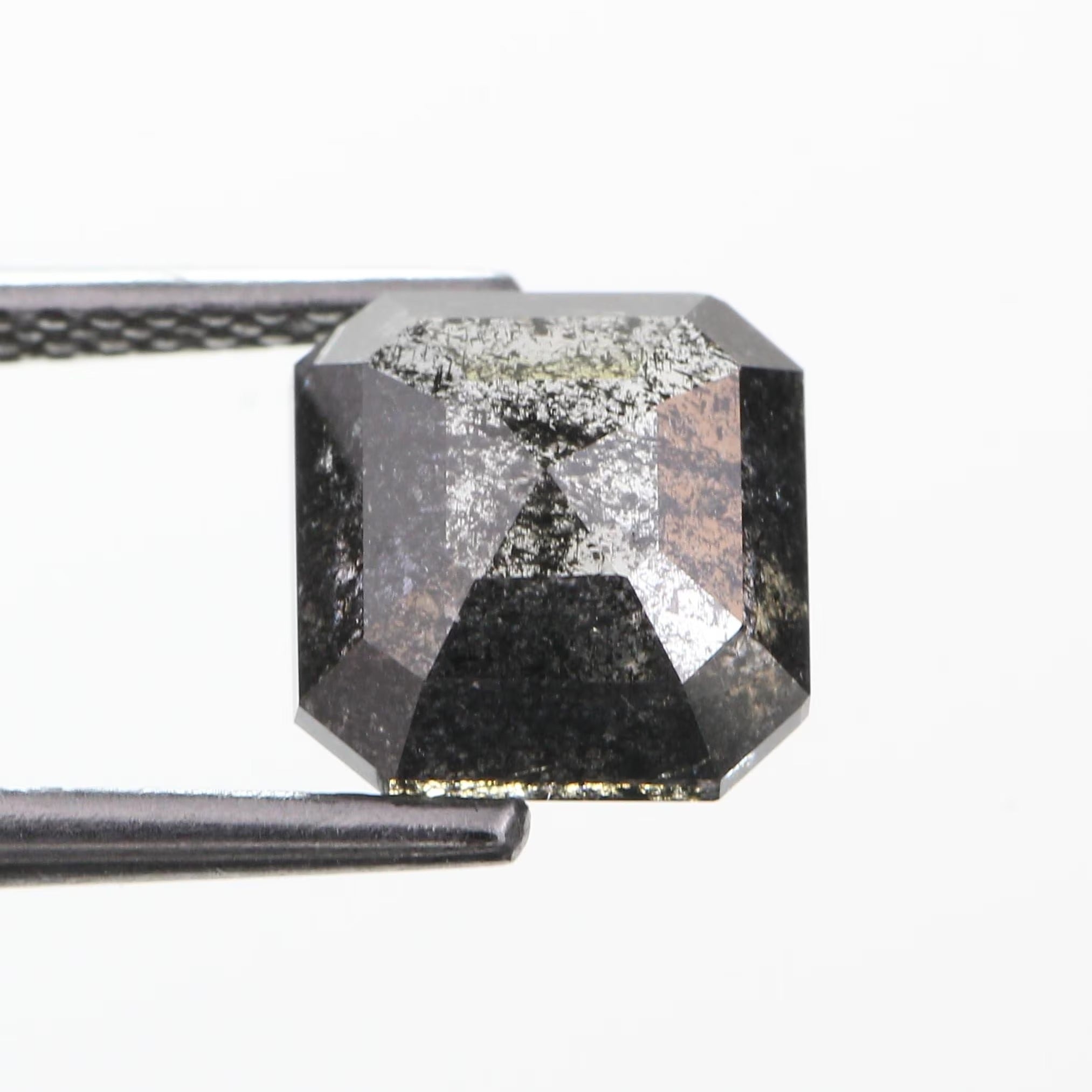2.72 Carat Emerald Cut Salt and Pepper Black Diamond Natural 7.7 MM