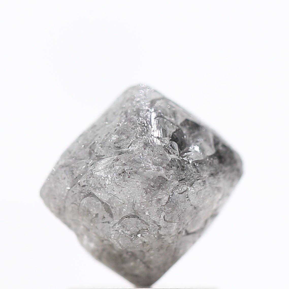 2.21 Carat Fancy Gray Uncut Octahedron Rough Natural Diamond 7.50 MM - Blackdiamond