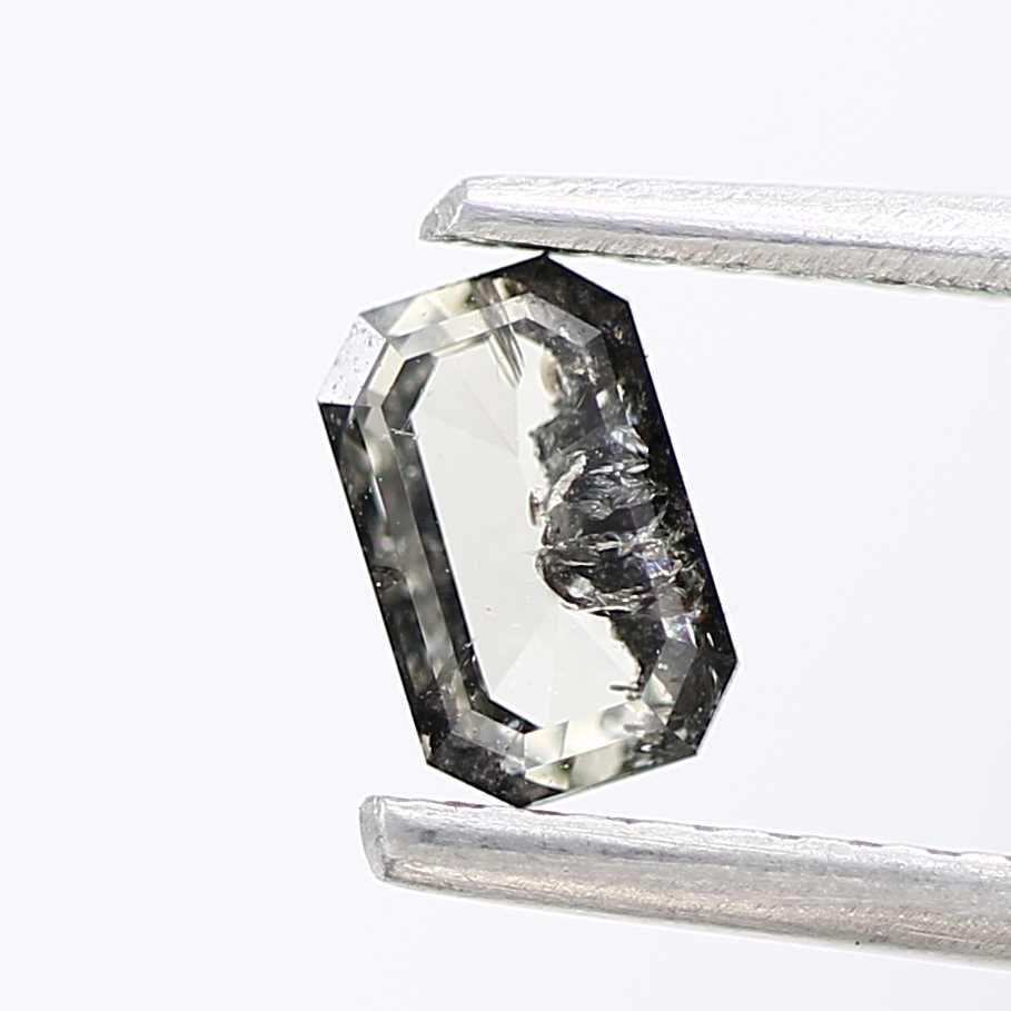 0.41 Carat 5.20 MM Fancy Gray Emerald Cut Salt and Pepper Diamond - Blackdiamond