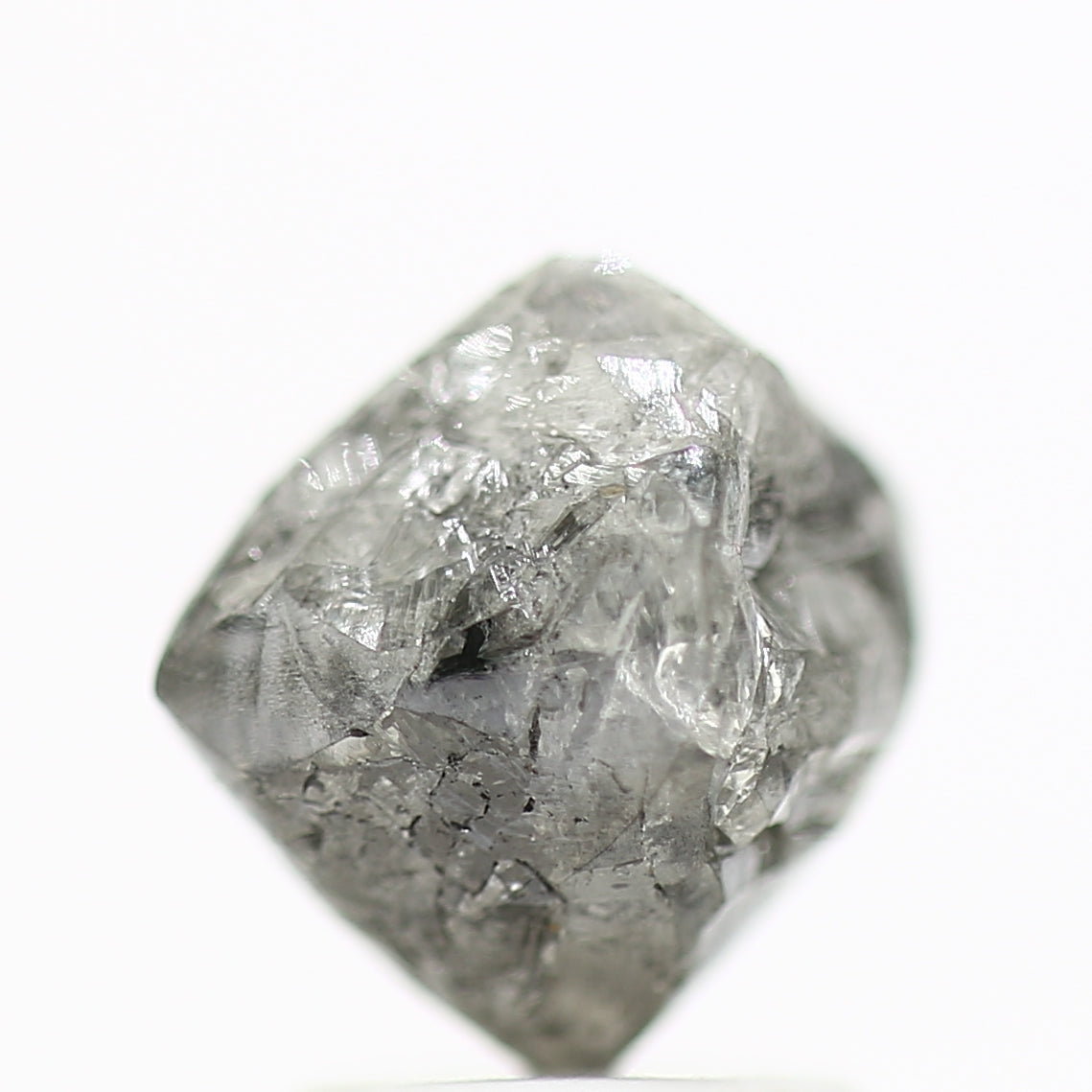 2.90 Carat Rough Diamonds Octahedron Raw Gray Diamonds 7 MM - Blackdiamond