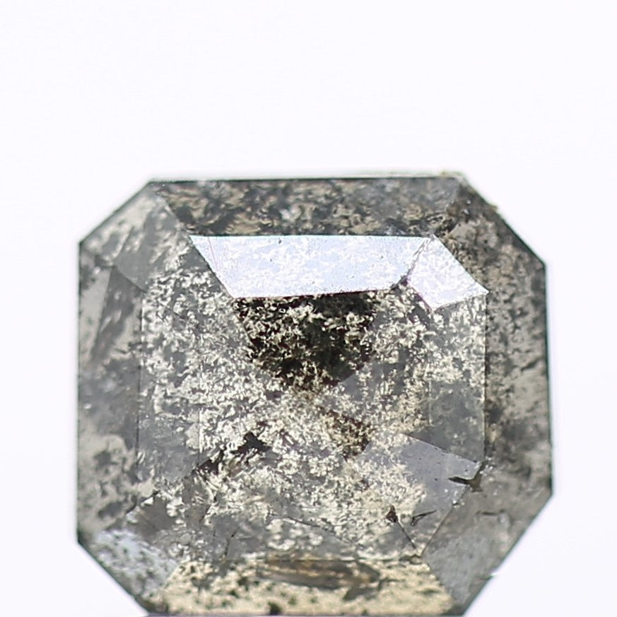 0.93 Carat 6.58 MM Natural Gray Emerald Salt and Pepper Loose Diamond - Blackdiamond